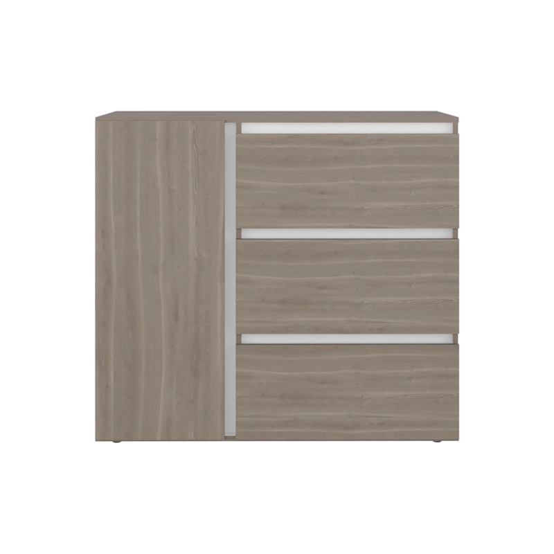 COMODA 1 PUERTA 3 CAJONES NIZA 91X100X41,8 CM AVELLANA Y BLANCO - 3