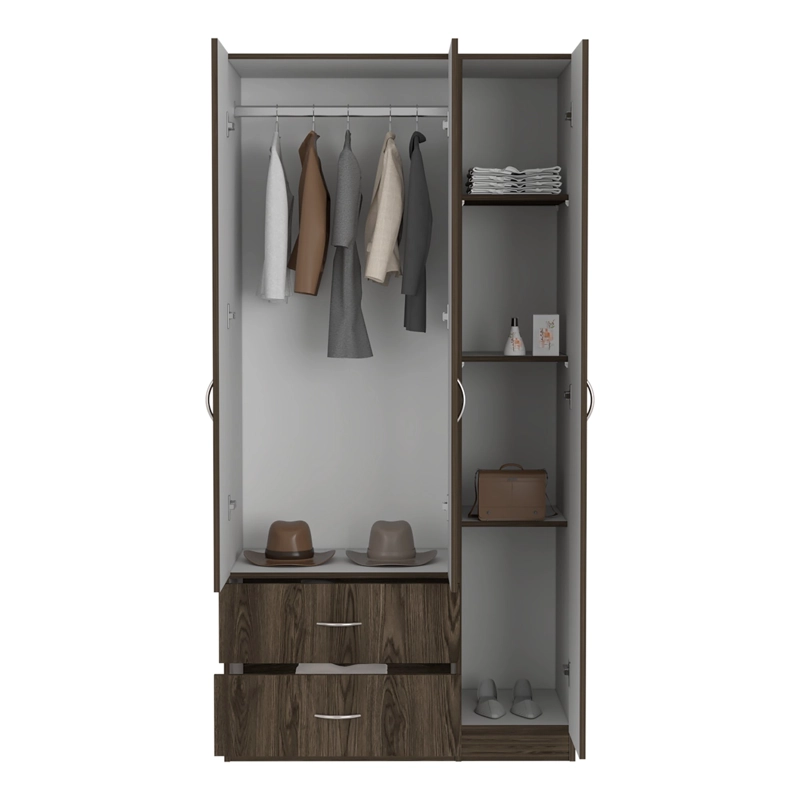 CLOSET 3 PUERTAS 2 CAJONES AUSTRAL 180X90X47 CM MILAN Y BLANCO - 4