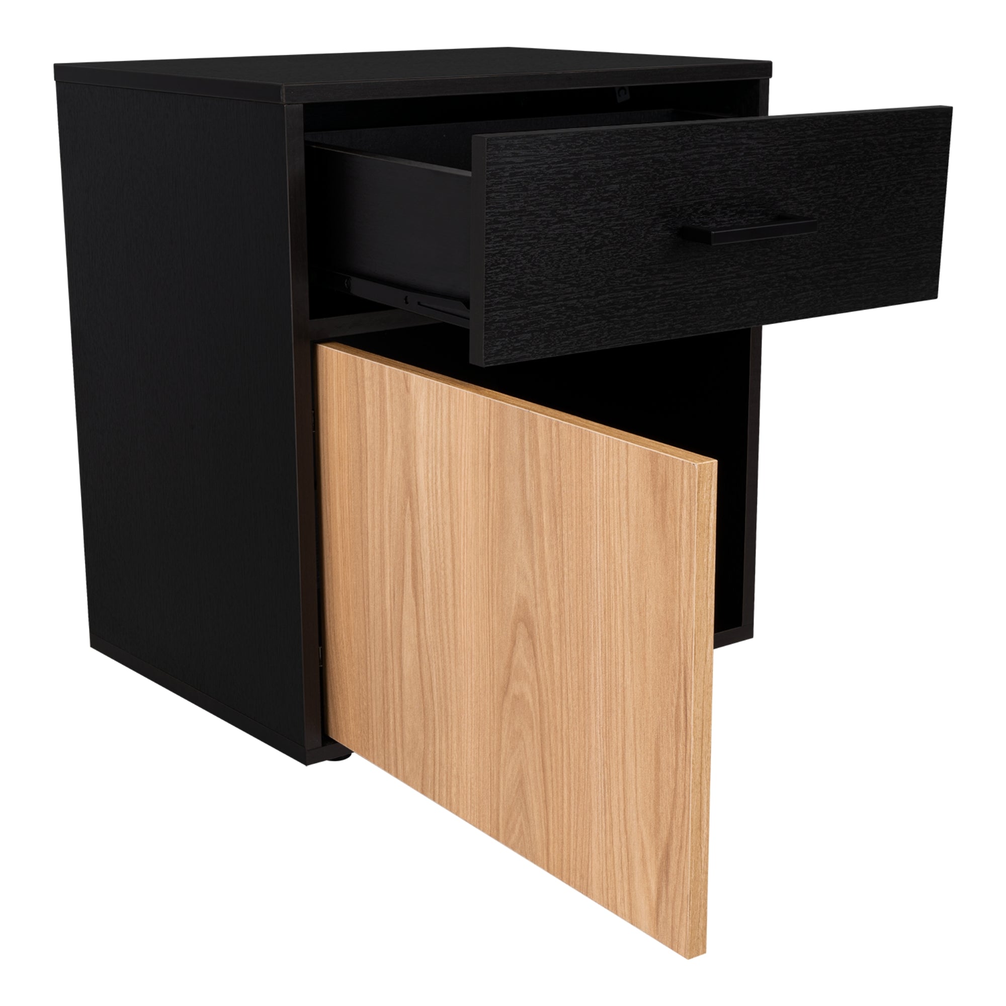 VELADOR 1 PUERTA 1 CAJON GRAYSON 55X50X37,6 CM WENGUE Y FRESNO - 3