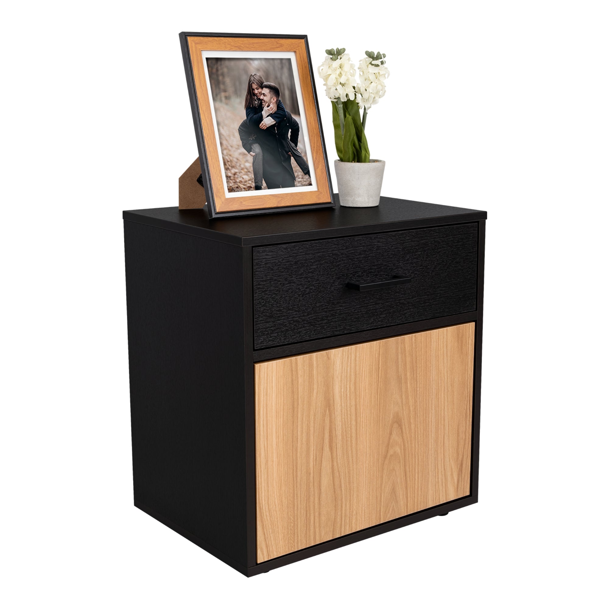 VELADOR 1 PUERTA 1 CAJON GRAYSON 55X50X37,6 CM WENGUE Y FRESNO - 4