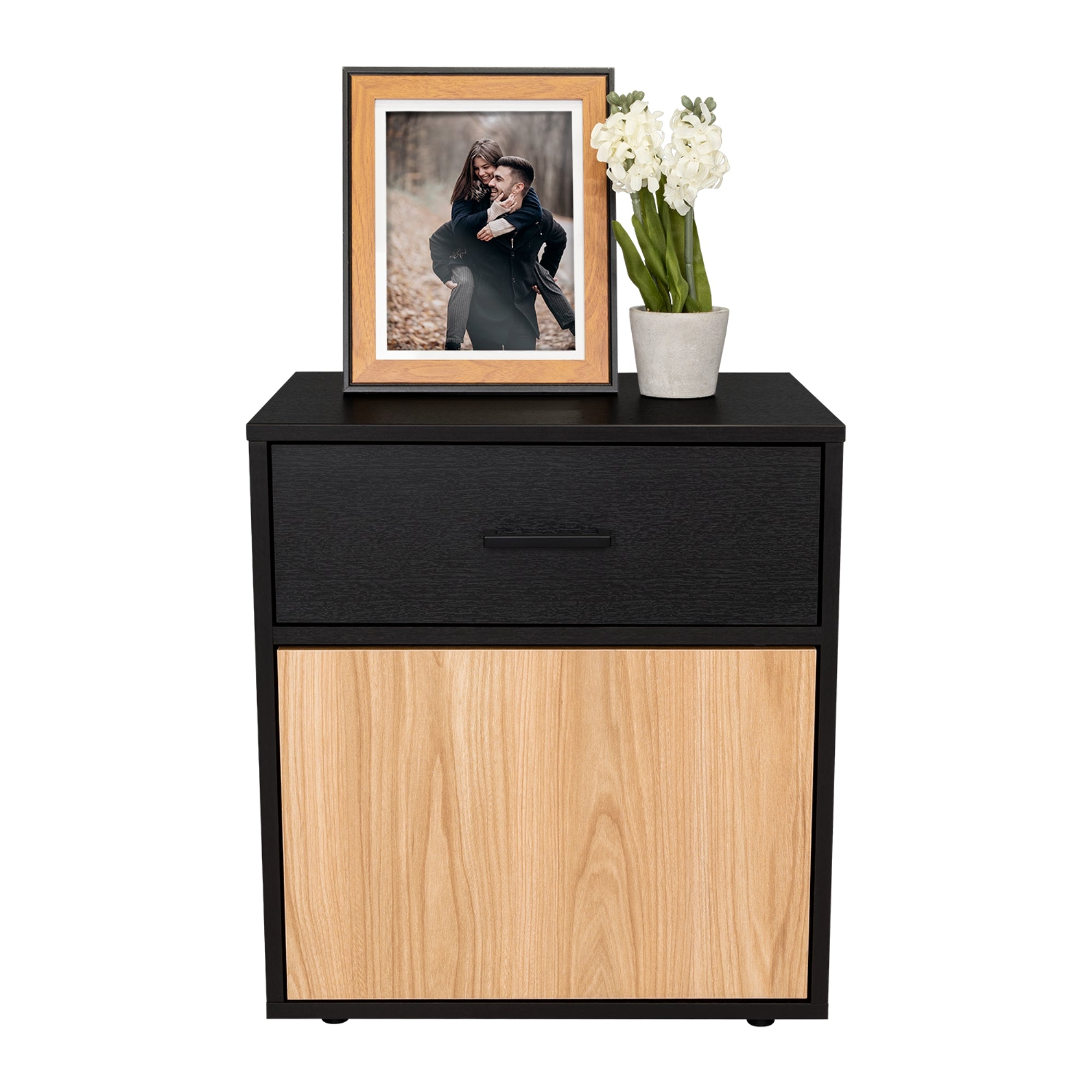 VELADOR 1 PUERTA 1 CAJON GRAYSON 55X50X37,6 CM WENGUE Y FRESNO - 6