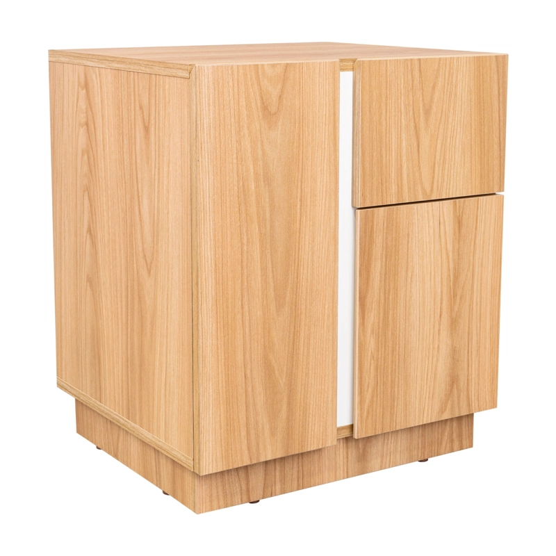 VELADOR 2 PUERTAS Y 1 CAJON CARMI 52X45X40 CM  FRESNO Y BLANCO