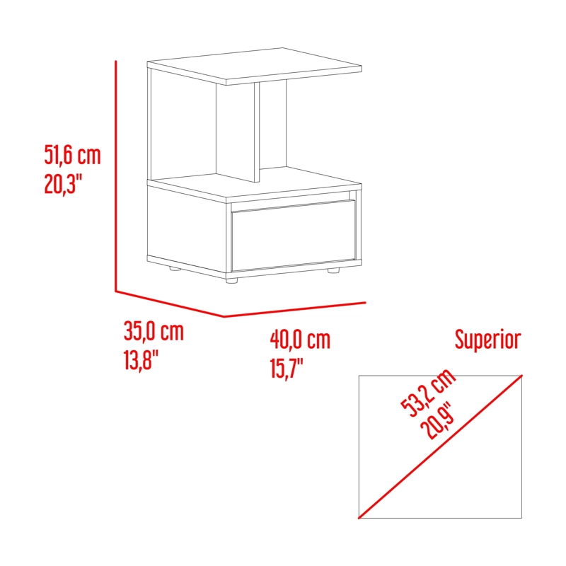 VELADOR 1 CAJON MIKI 51,6X40X35 CM AVELLANA Y BLANCO - 7