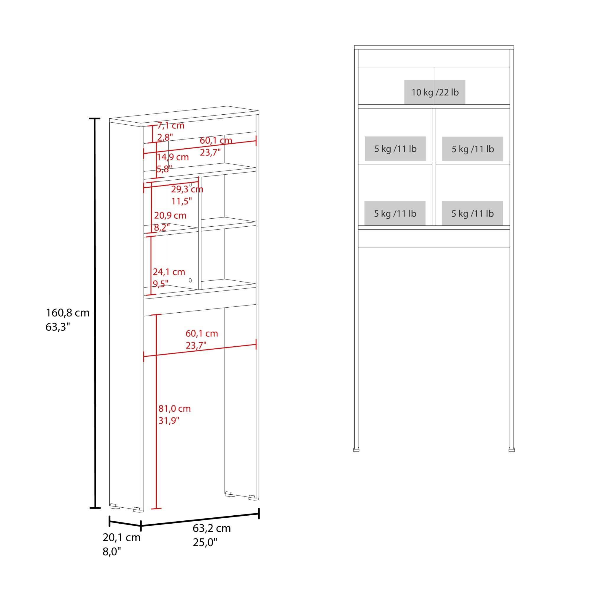 ESTANTE WC BATH DUO 160,8X63,2X20,1 CM CARTAGENA - 5