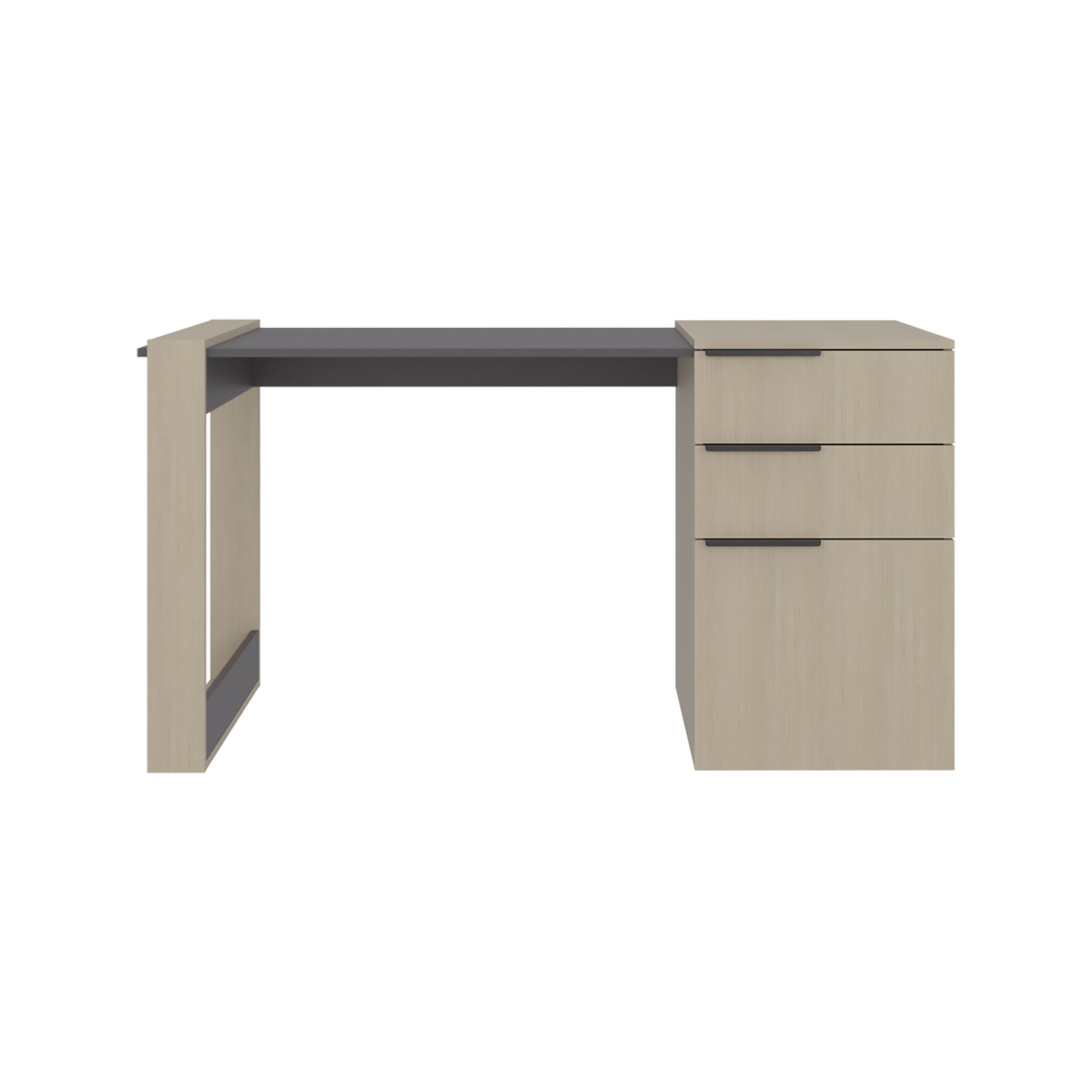 ESCRITORIO RECTO 2 CAJONES 1 PUERTA OFFICE 75,7X142X64,5 CM CARTAGENA Y PLOMO - 2