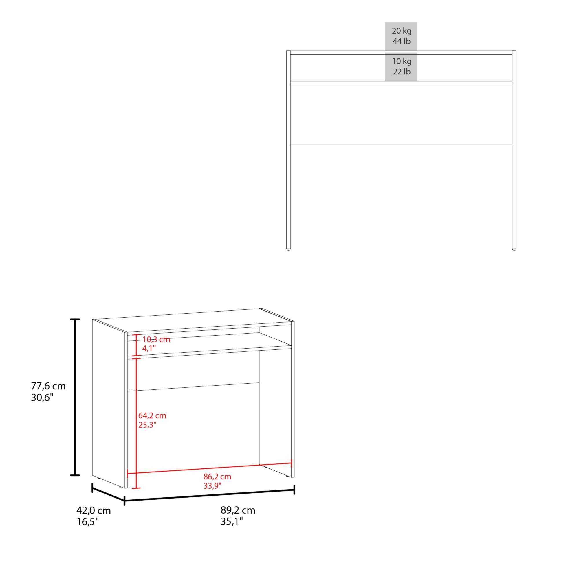 ESCRITORIO RECTO STELLA 77,6X89,2X42 CM AVELLANA - 6