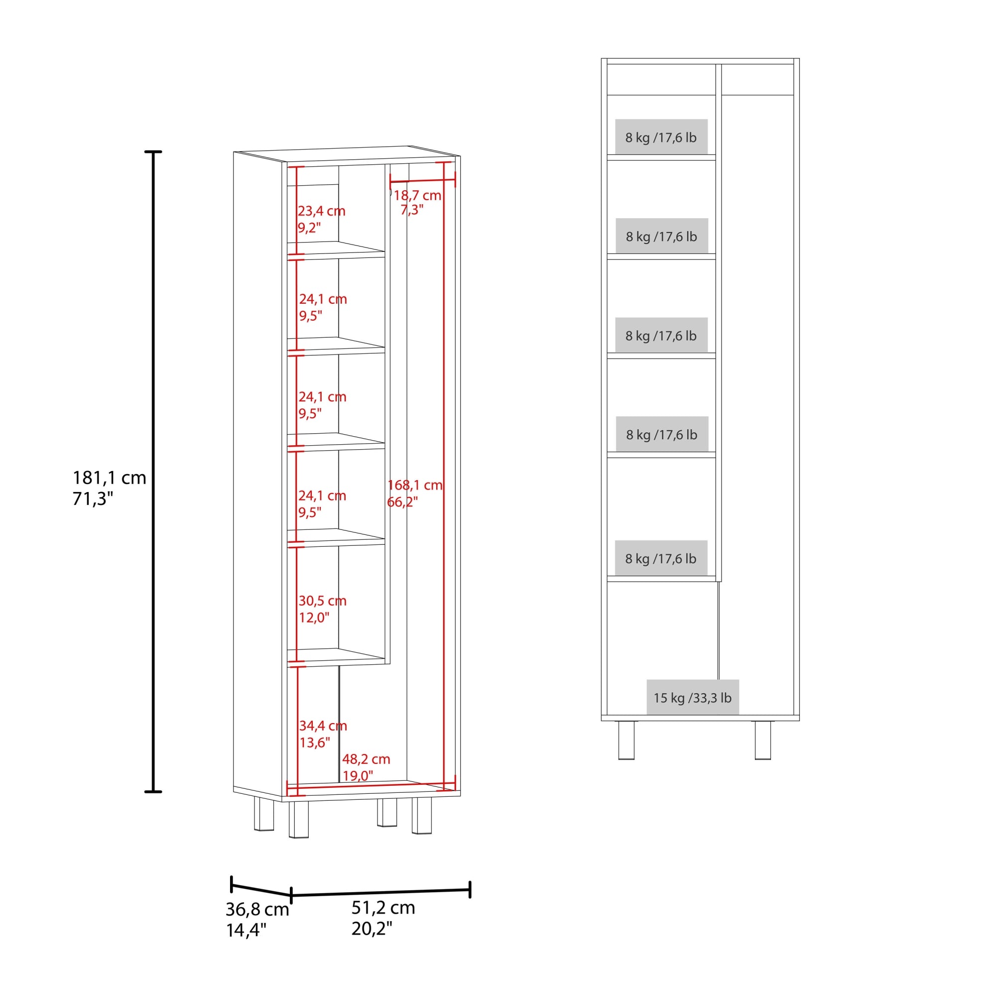 MUEBLE DE ASEO 2 PUERTAS NALA 181,1X51,2X36,8 CM CARTAGENA - 7