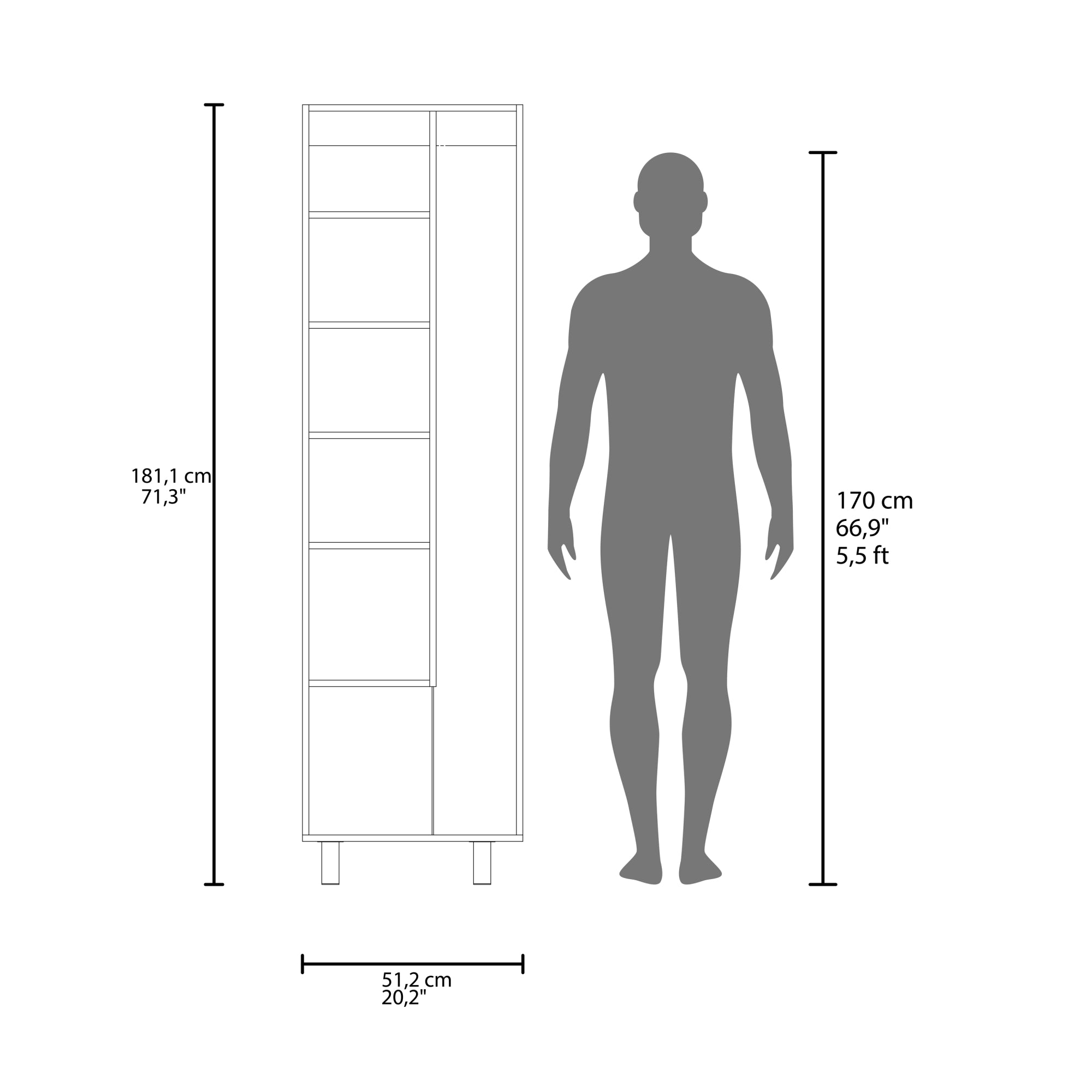 MUEBLE DE ASEO 2 PUERTAS NALA 181,1X51,2X36,8 CM CARTAGENA - 8