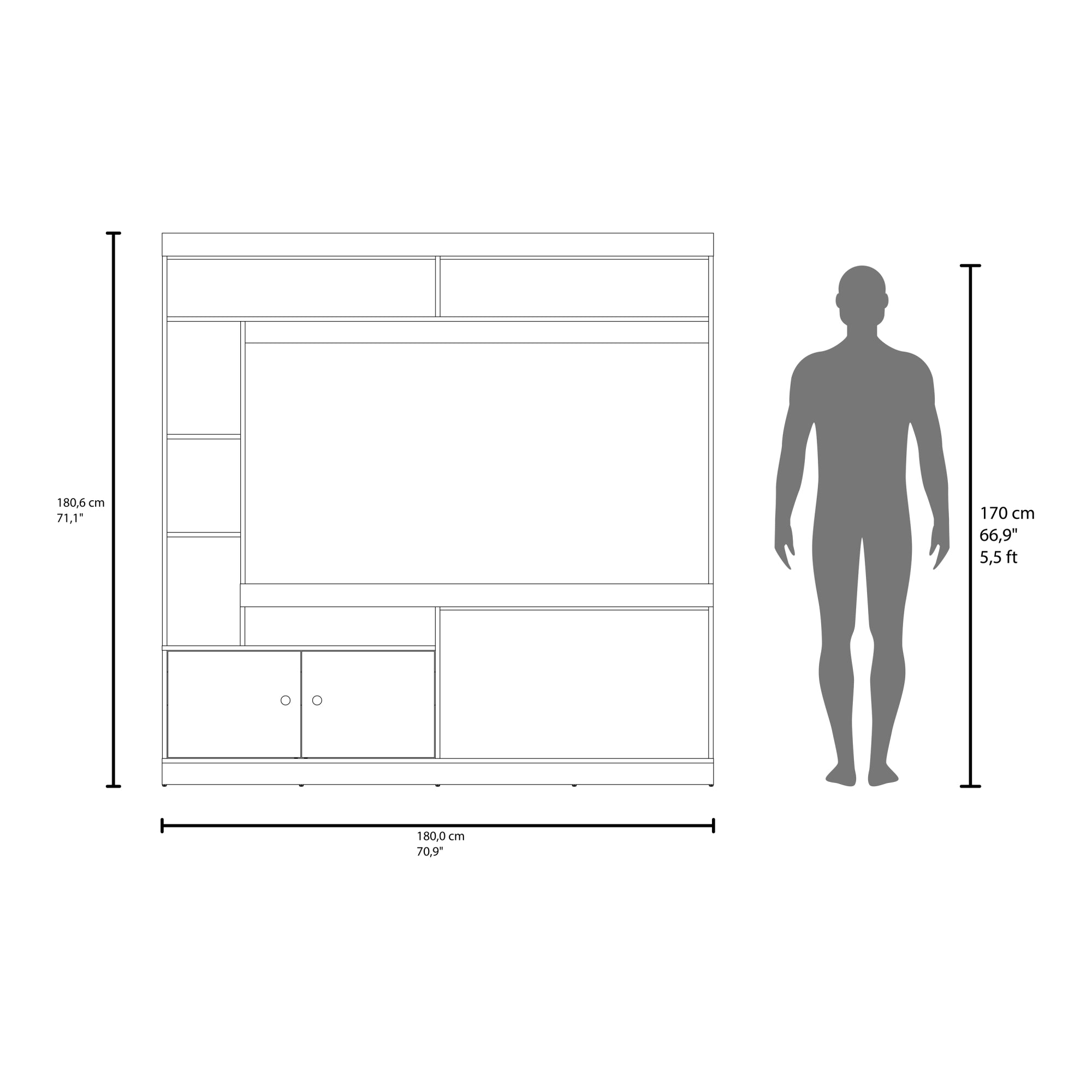 ESTANTE TV65' 2 PUERTAS CLASSIC COLOR 180,6X180X30,3 CM CARTAGENA Y WENGUE - 8