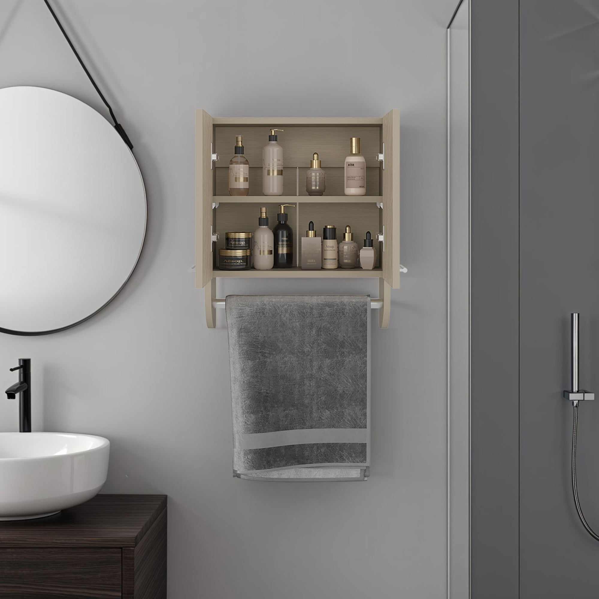 BOTIQUIN 2 PUERTAS BATH 50X45X14,5 CM AVELLANA - 6