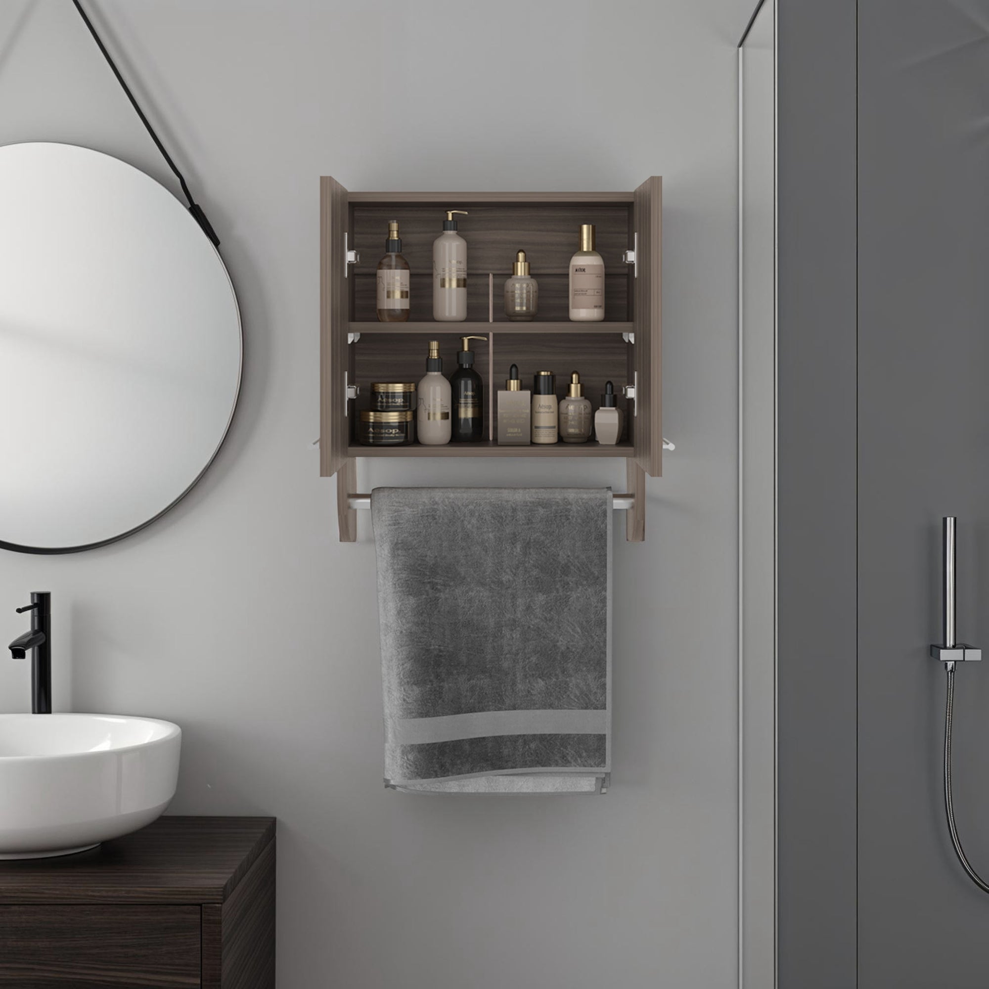 BOTIQUIN 2 PUERTAS BATH 50X45X14,5 CM AVELLANA - 6