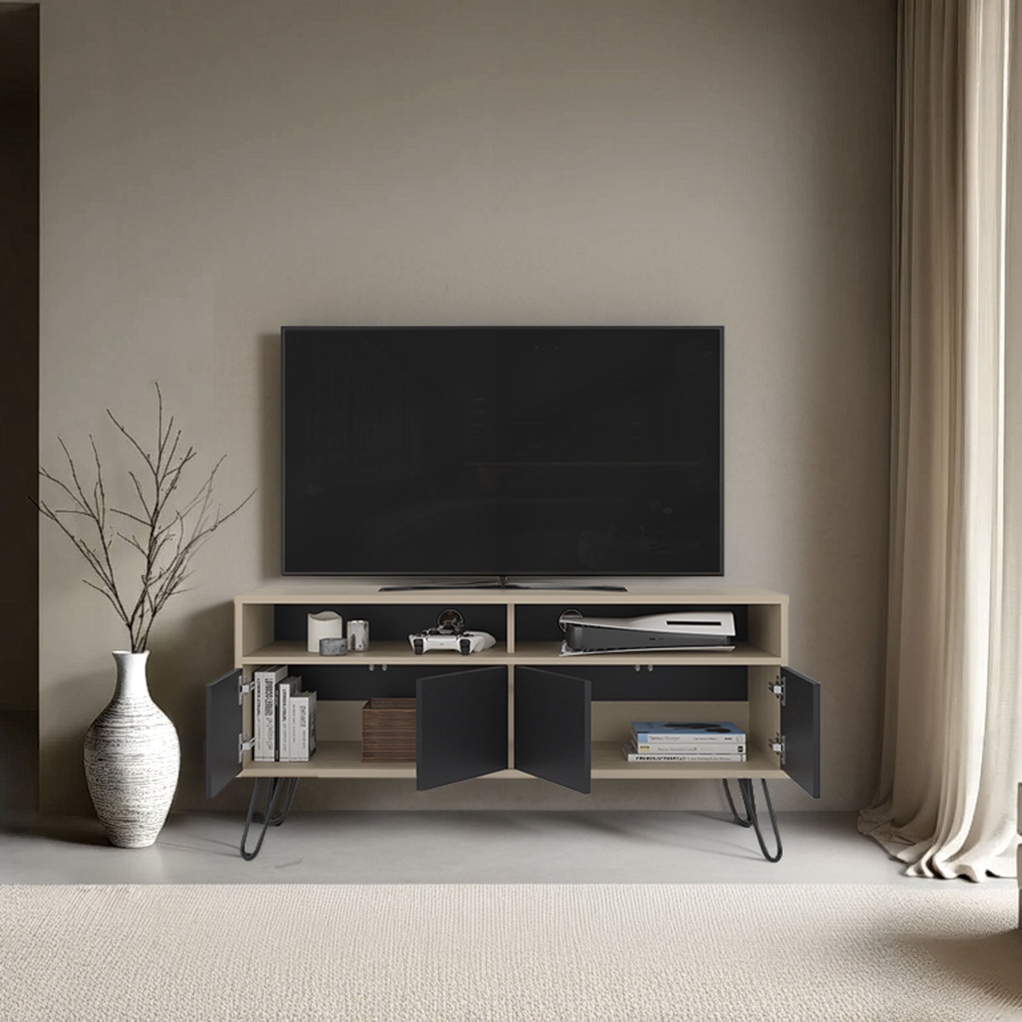 RACK TV55' 4 PUERTAS VASSEL 60X123,5X38,6 CM WENGUE Y CARTAGENA - 6