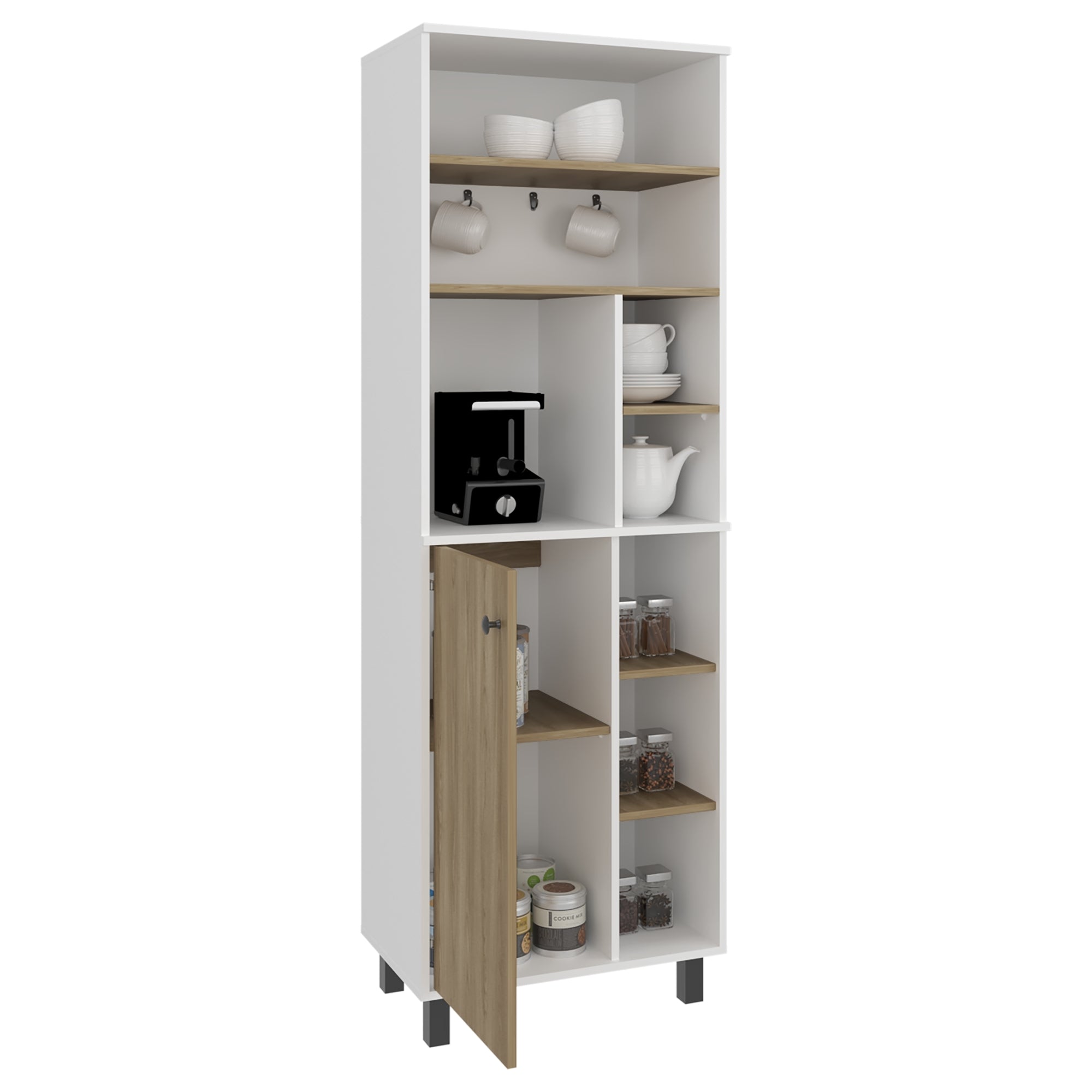 ESTACION DE CAFE  1 PUERTA CARAJILLO 180X60X39,8 CM BLANCO Y FRESNO - 3
