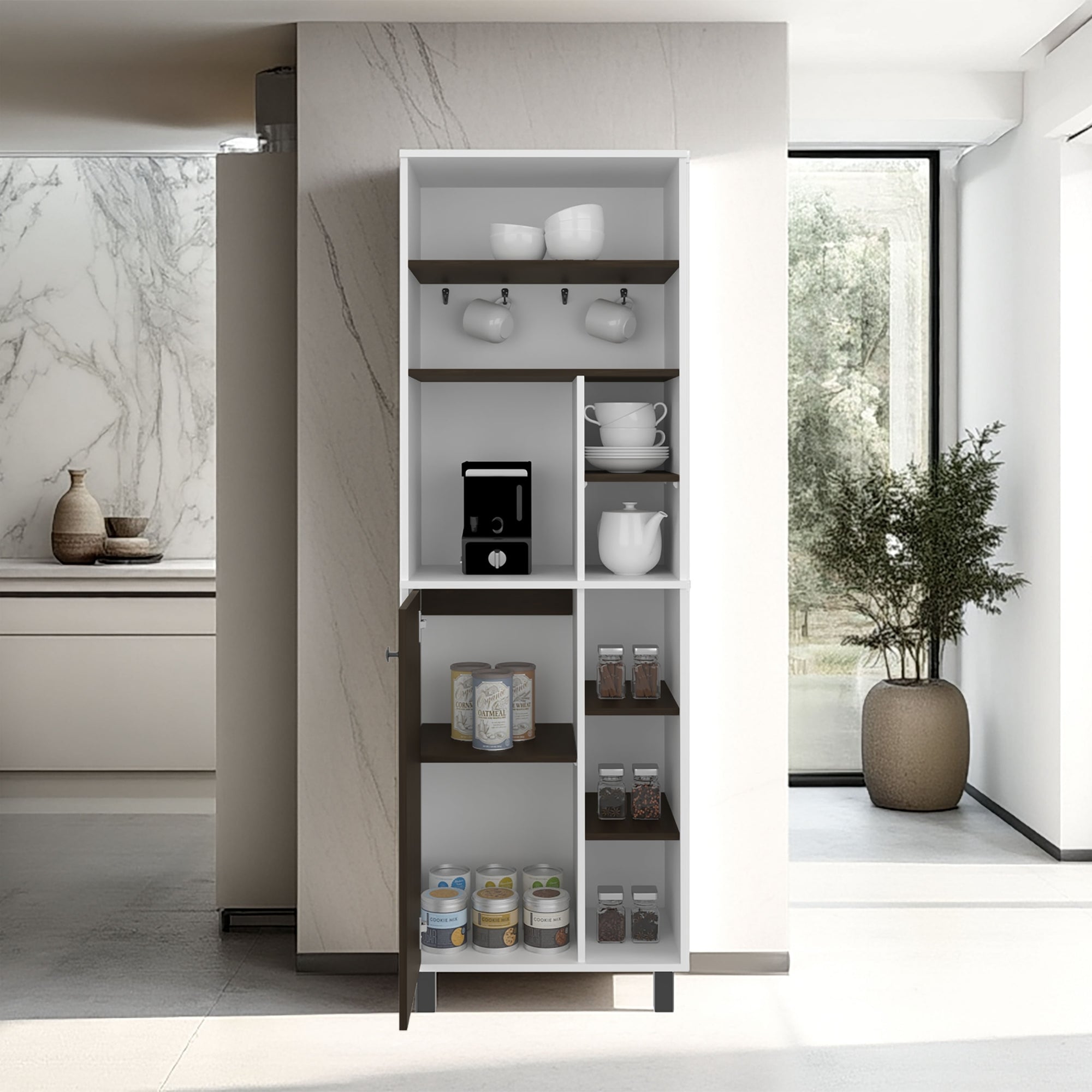 ESTACION DE CAFE  1 PUERTA CARAJILLO 180X60X39,8 CM BLANCO Y FRESNO - 6