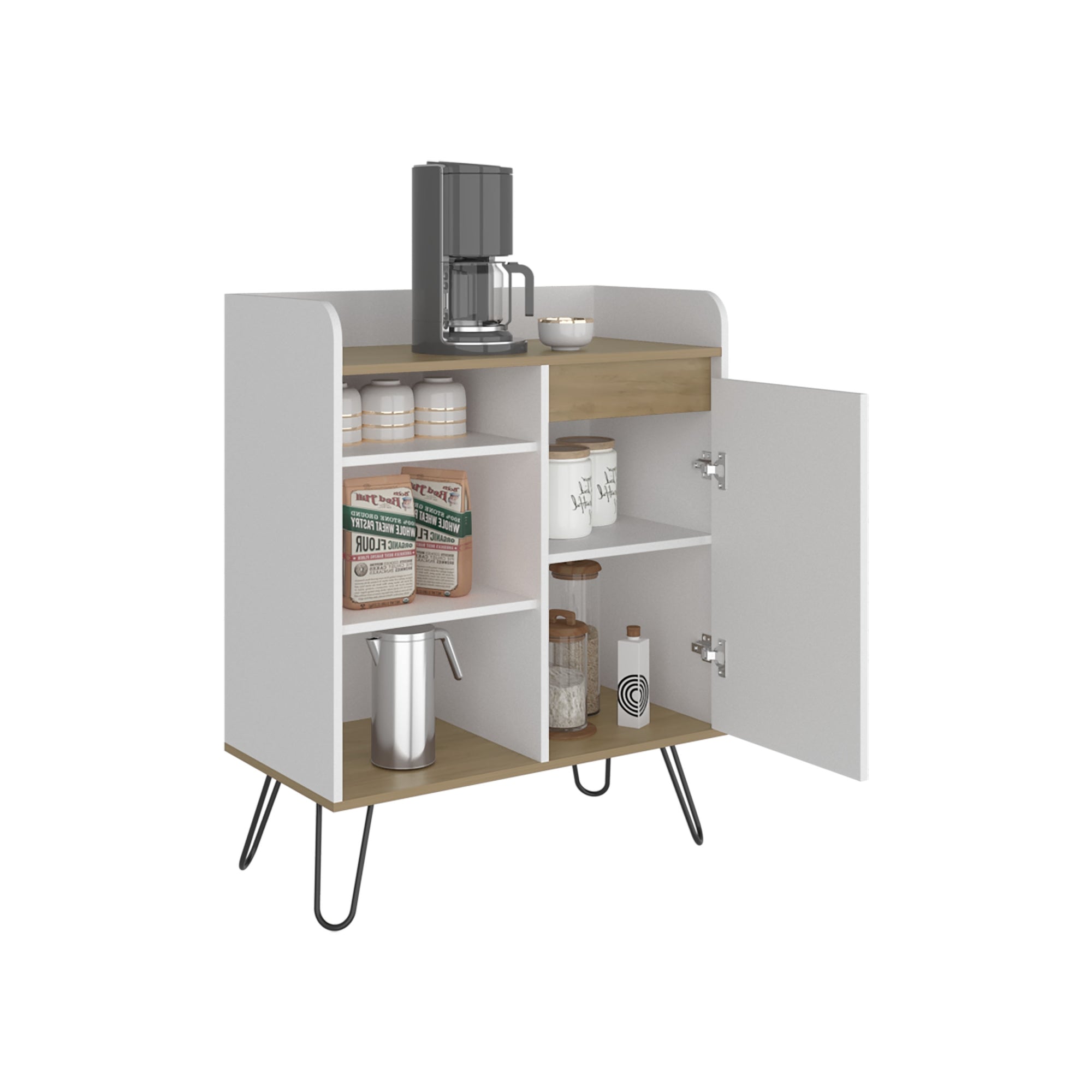 ESTACION DE CAFE  1 PUERTA ESPRESSO 99,4X80,1X40,3 CM BLANCO Y FRESNO - 3