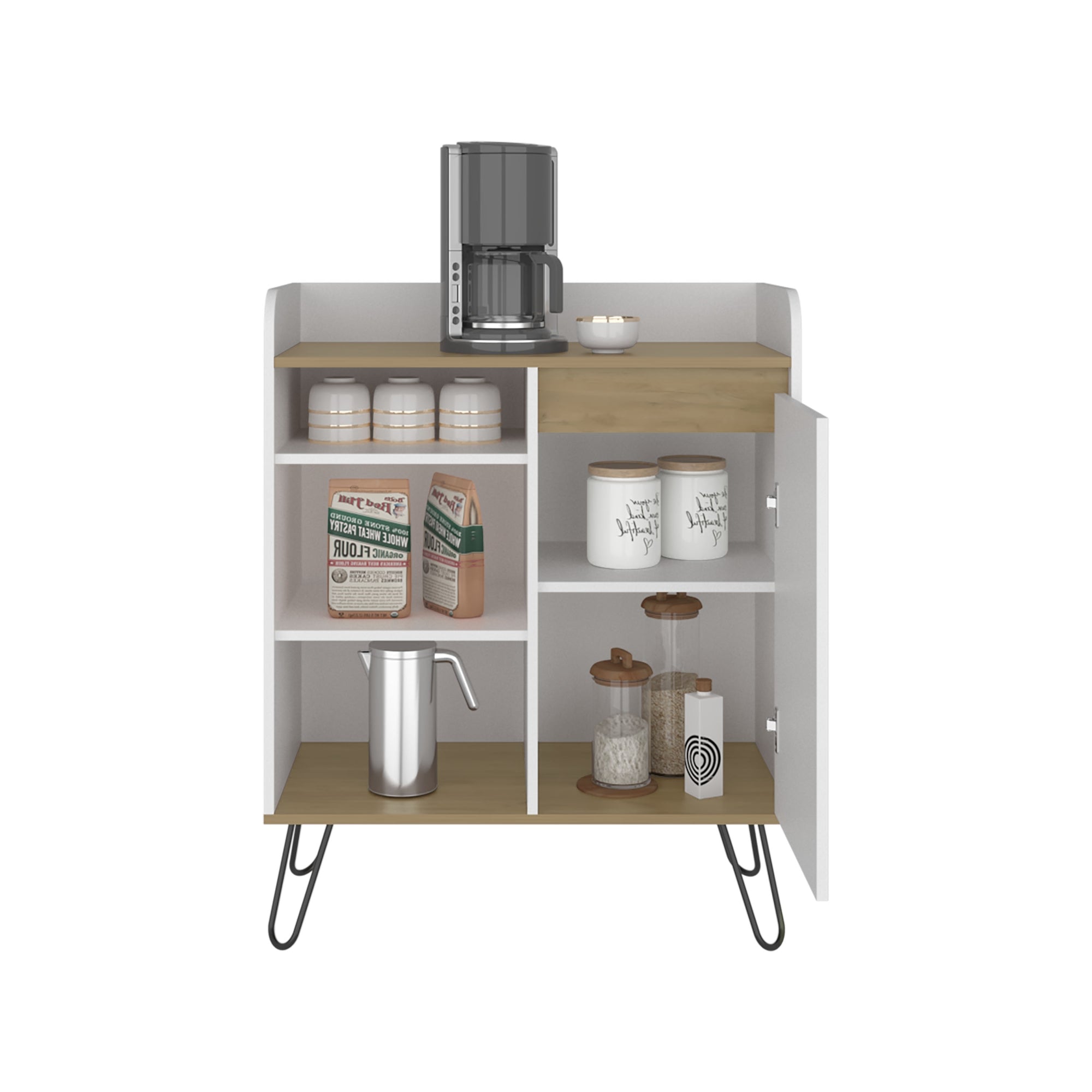 ESTACION DE CAFE  1 PUERTA ESPRESSO 99,4X80,1X40,3 CM BLANCO Y FRESNO - 4