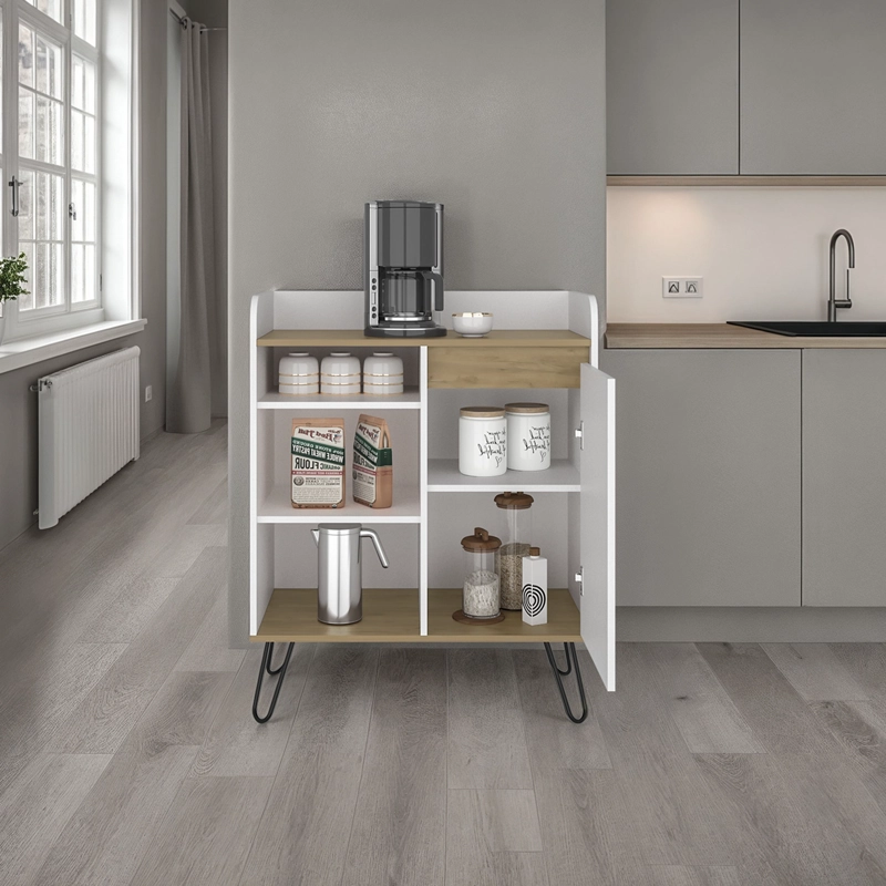ESTACION DE CAFE  1 PUERTA ESPRESSO 99,4X80,1X40,3 CM BLANCO Y FRESNO - 6