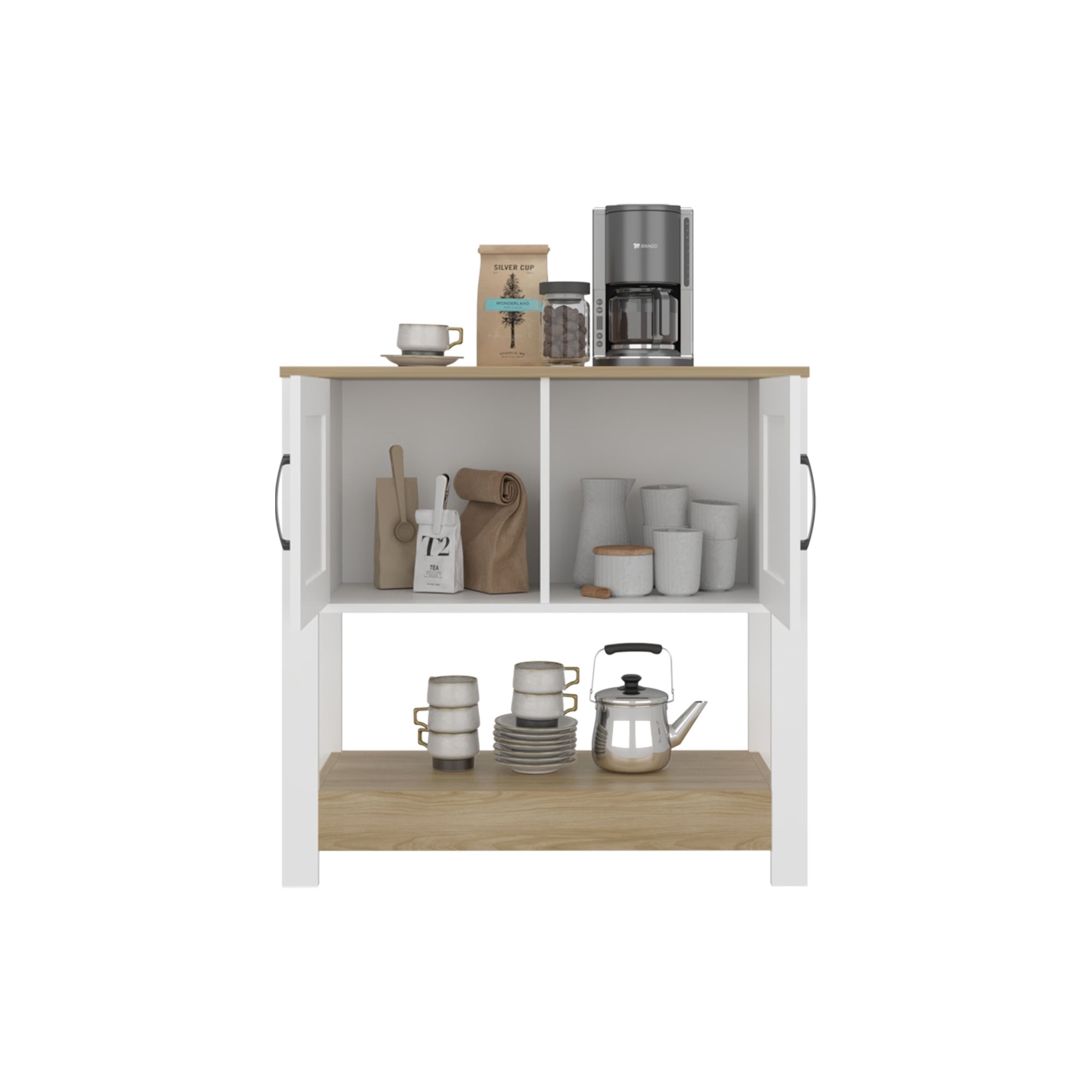 ESTACION DE CAFE  2 PUERTAS LATTE 87,1X89X35,9 CM BLANCO Y FRESNO - 4