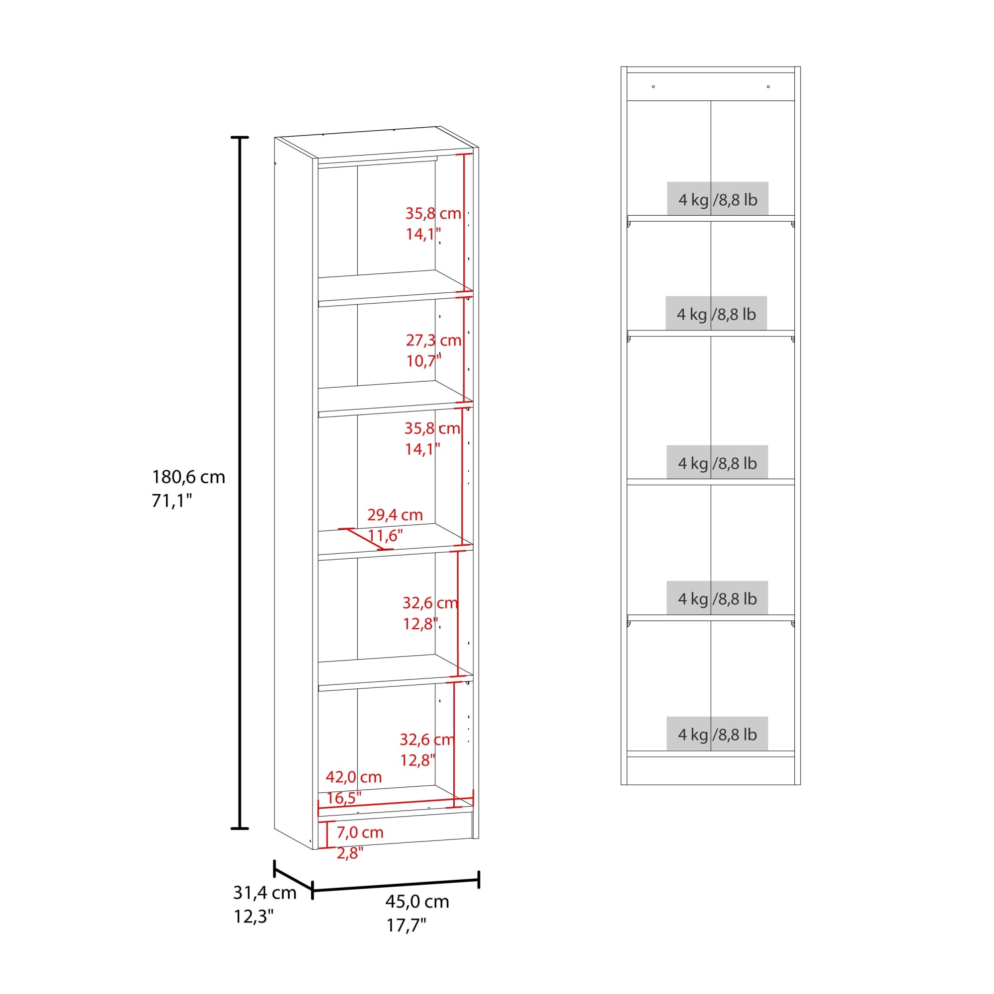 ESTANTE 1 PUERTA HOME-E5 BLANCO 180,6X45X31,4 CM - 7