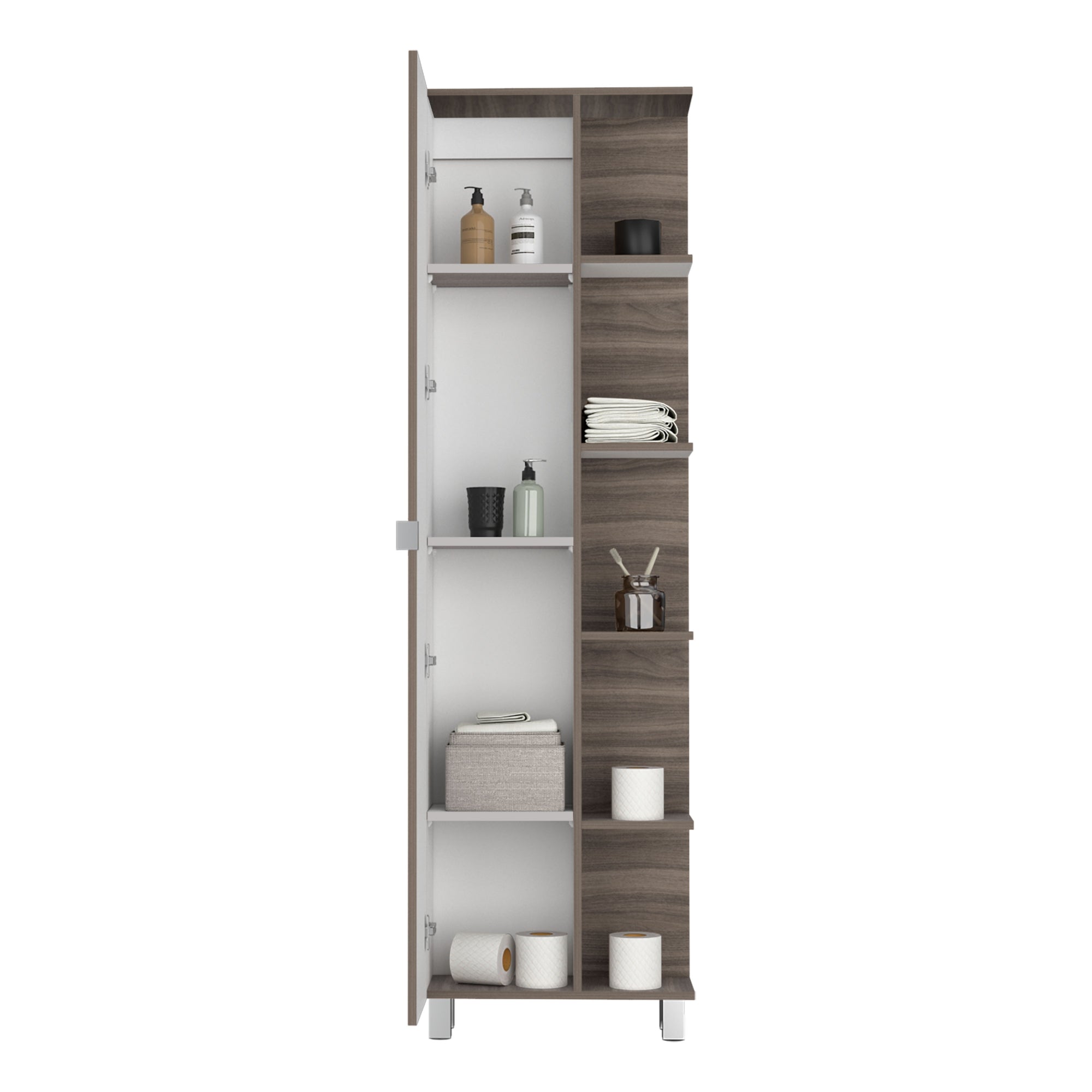 ESTANTE ALTO DE BAÑO 1 PUERTA BATH AVELLANA Y BLANCO 178X51,2X21,5 CM - 4