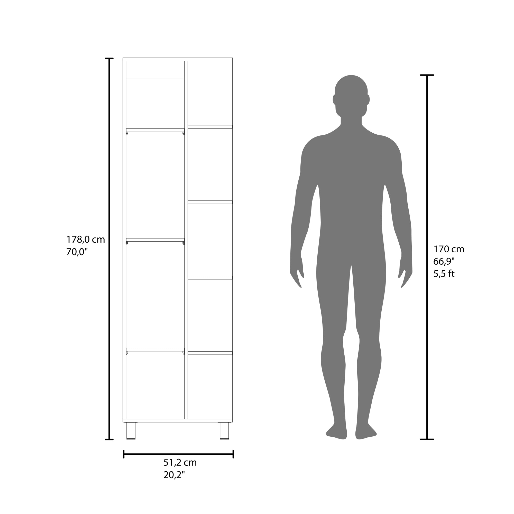 ESTANTE ALTO DE BAÑO 1 PUERTA BATH AVELLANA Y BLANCO 178X51,2X21,5 CM - 8