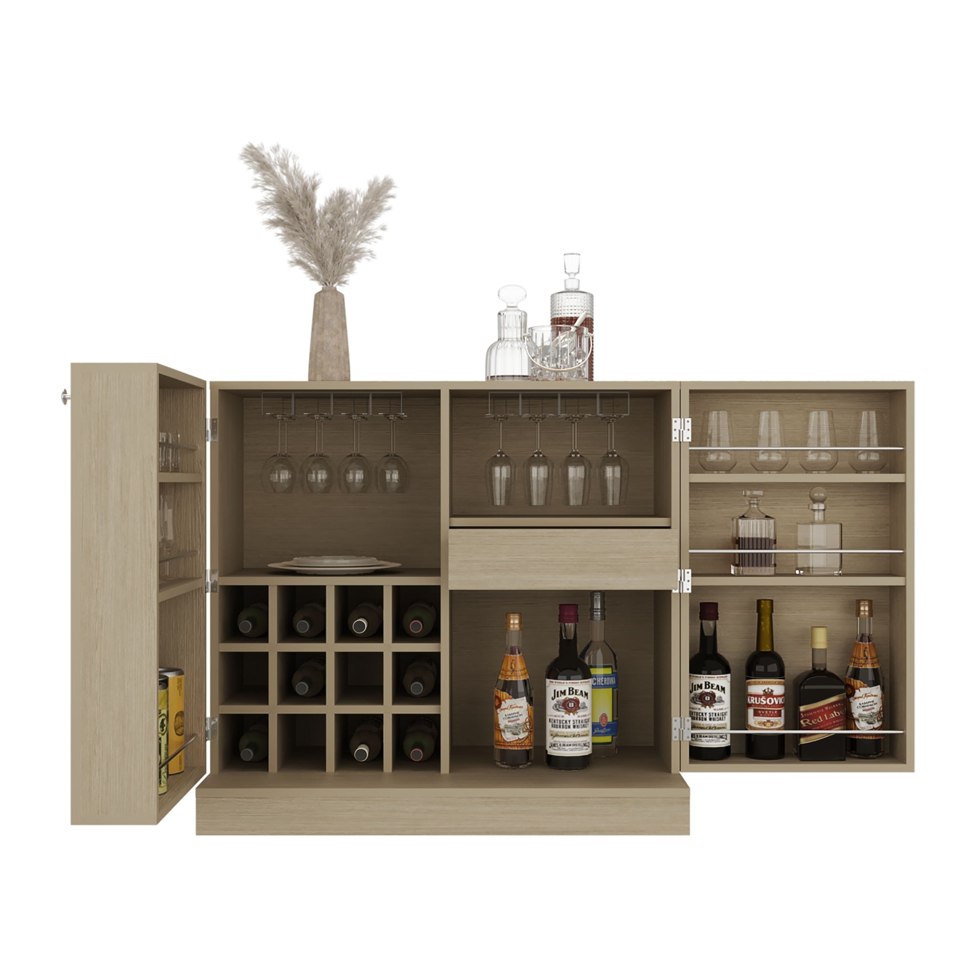 BAR BAJO 2 PUERTAS 1 CAJON 12 BOTELLEROS Y PORTACOPAS SINTRA CARTAGENA 94,8X204X51,5 CM - 3