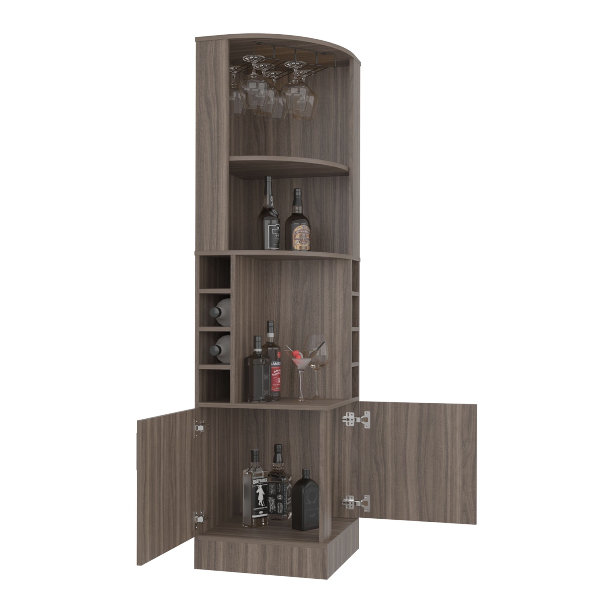 BAR ESQUINERO 2 PUERTAS 8 BOTELLEROS Y PORTACOPAS SYRAH CARTAGENA 180,6X46,9X46,9 CM - 3