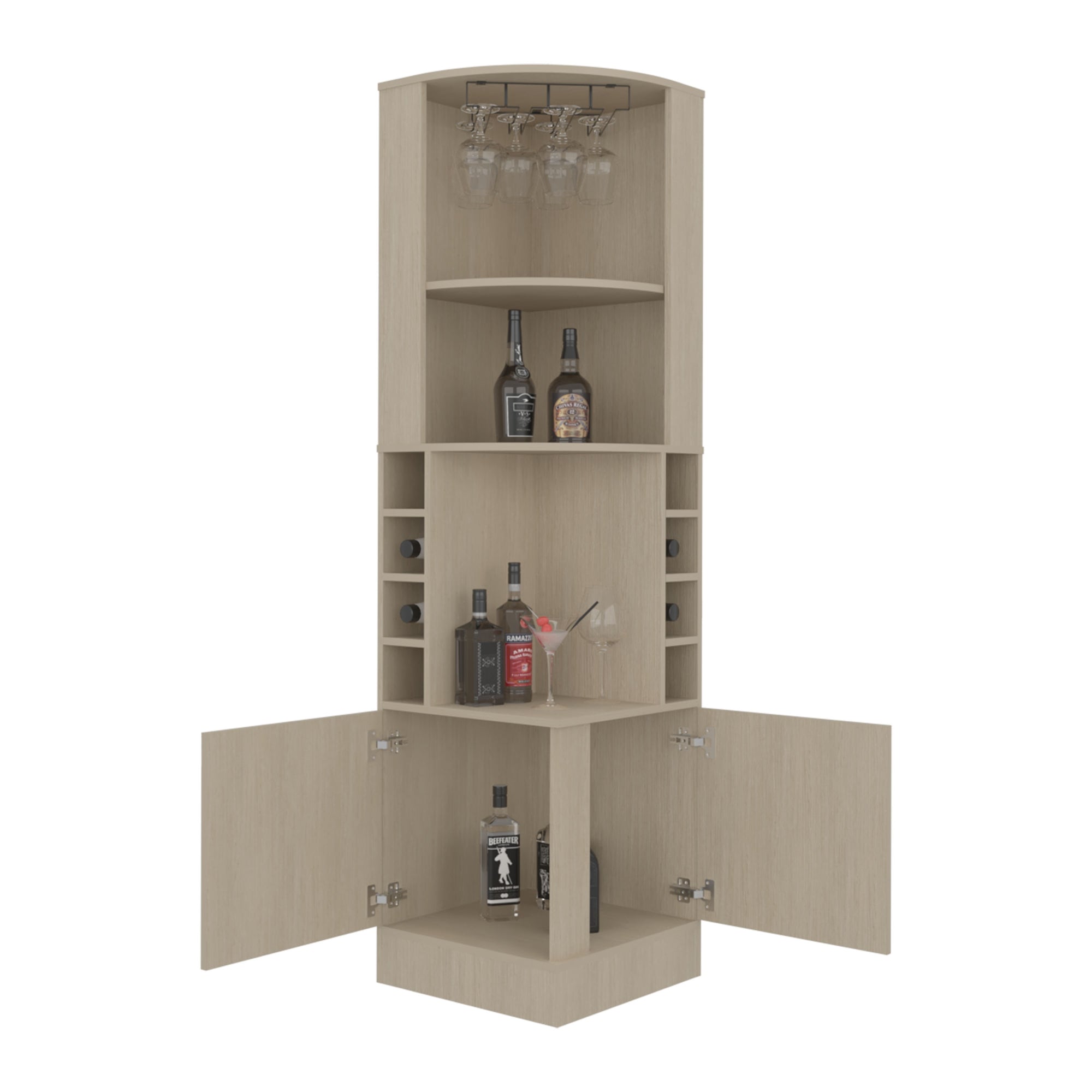 BAR ESQUINERO 2 PUERTAS 8 BOTELLEROS Y PORTACOPAS SYRAH CARTAGENA 180,6X46,9X46,9 CM - 4