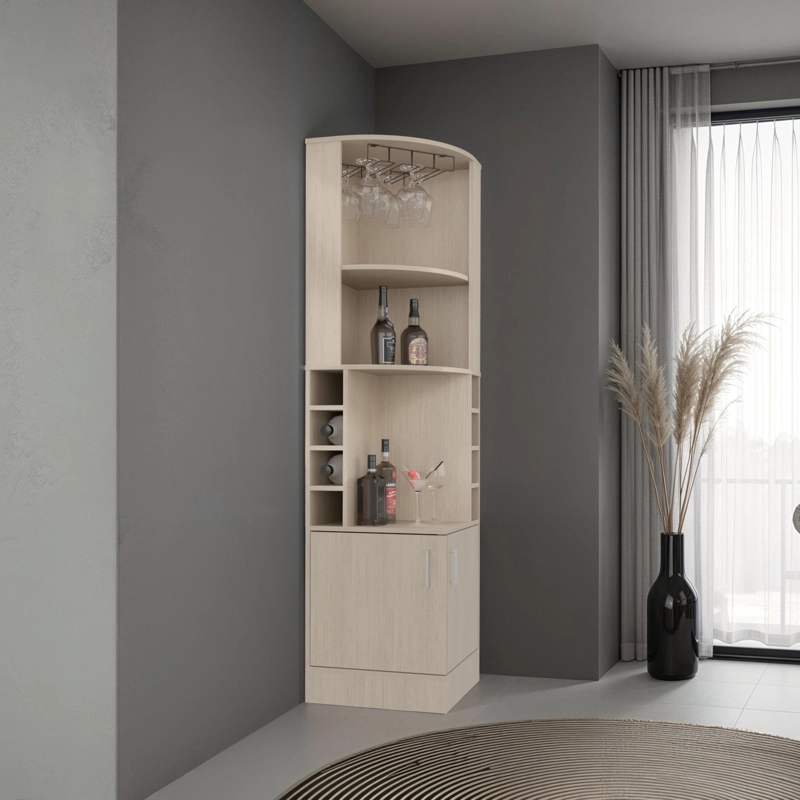 BAR ESQUINERO 2 PUERTAS 8 BOTELLEROS Y PORTACOPAS SYRAH CARTAGENA 180,6X46,9X46,9 CM - 5