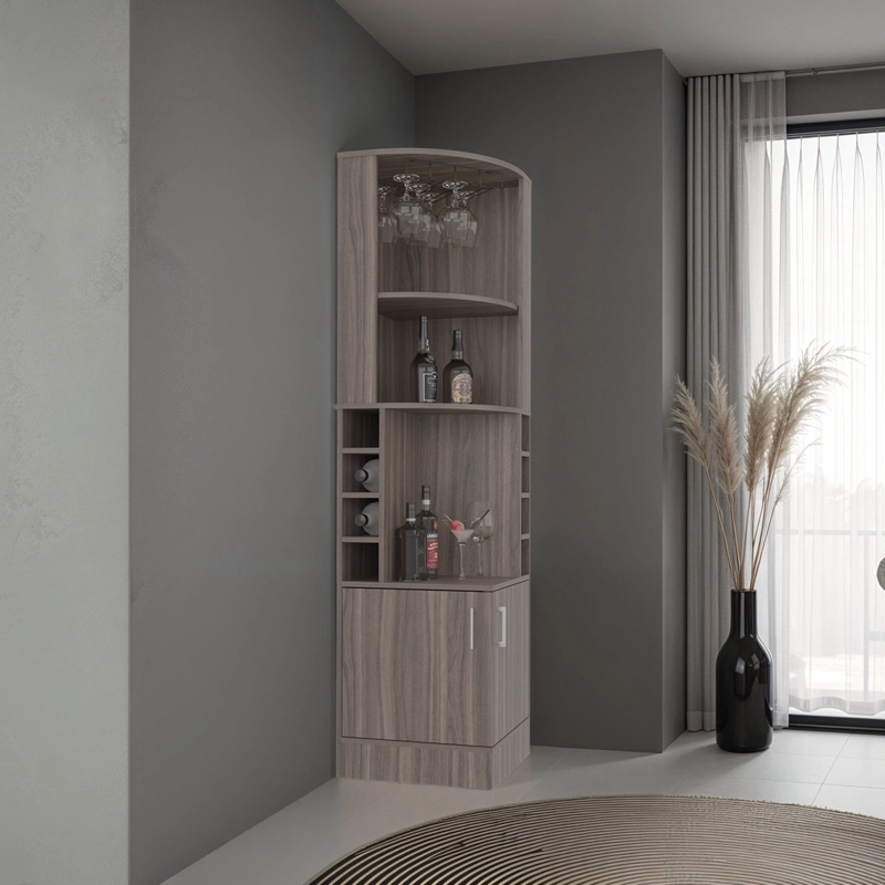 BAR ESQUINERO 2 PUERTAS 8 BOTELLEROS Y PORTACOPAS SYRAH CARTAGENA 180,6X46,9X46,9 CM - 5