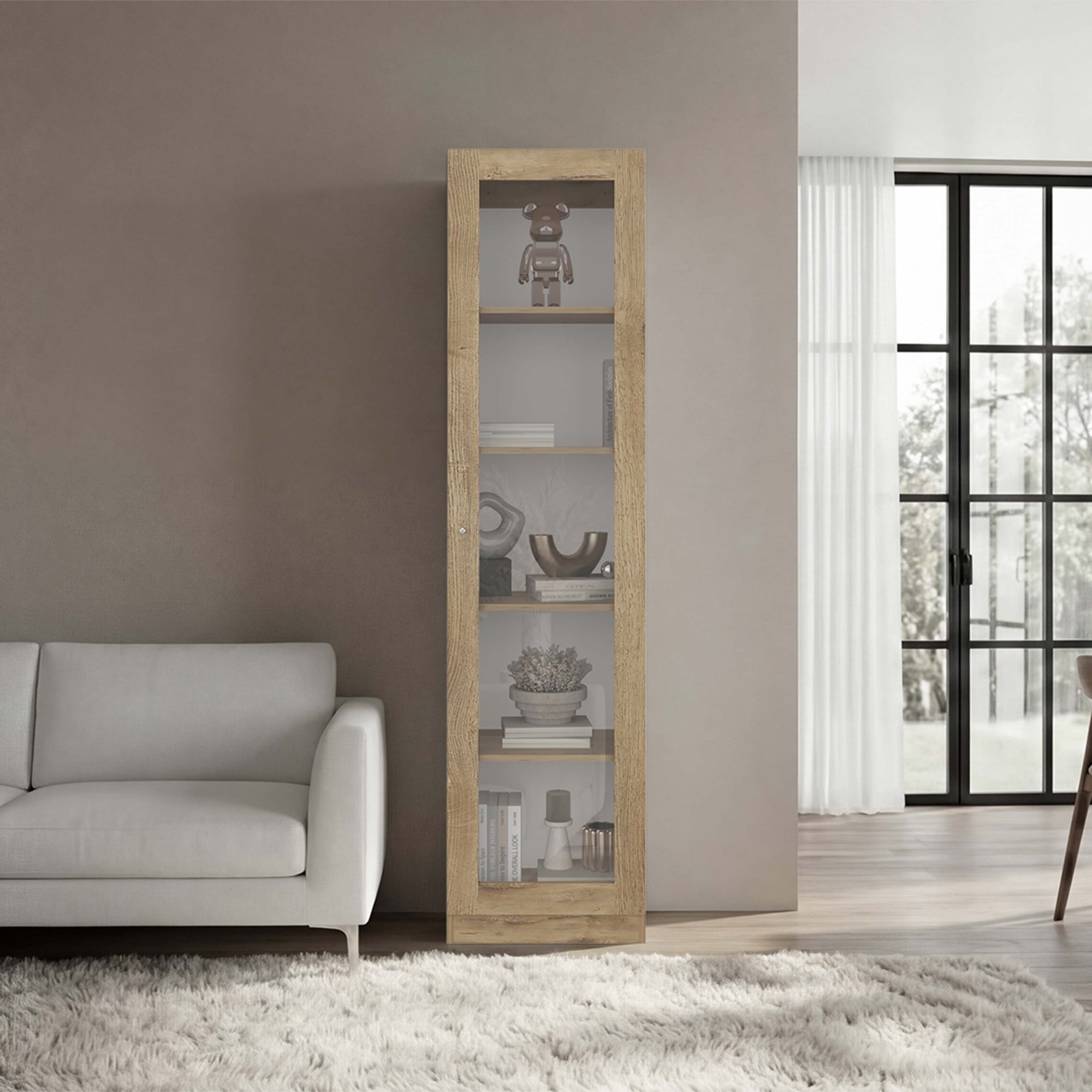 ESTANTE VITRINA 1 PUERTA HOME-E6 MILAN Y BLANCO 180,6X45X31,3 CM - 5