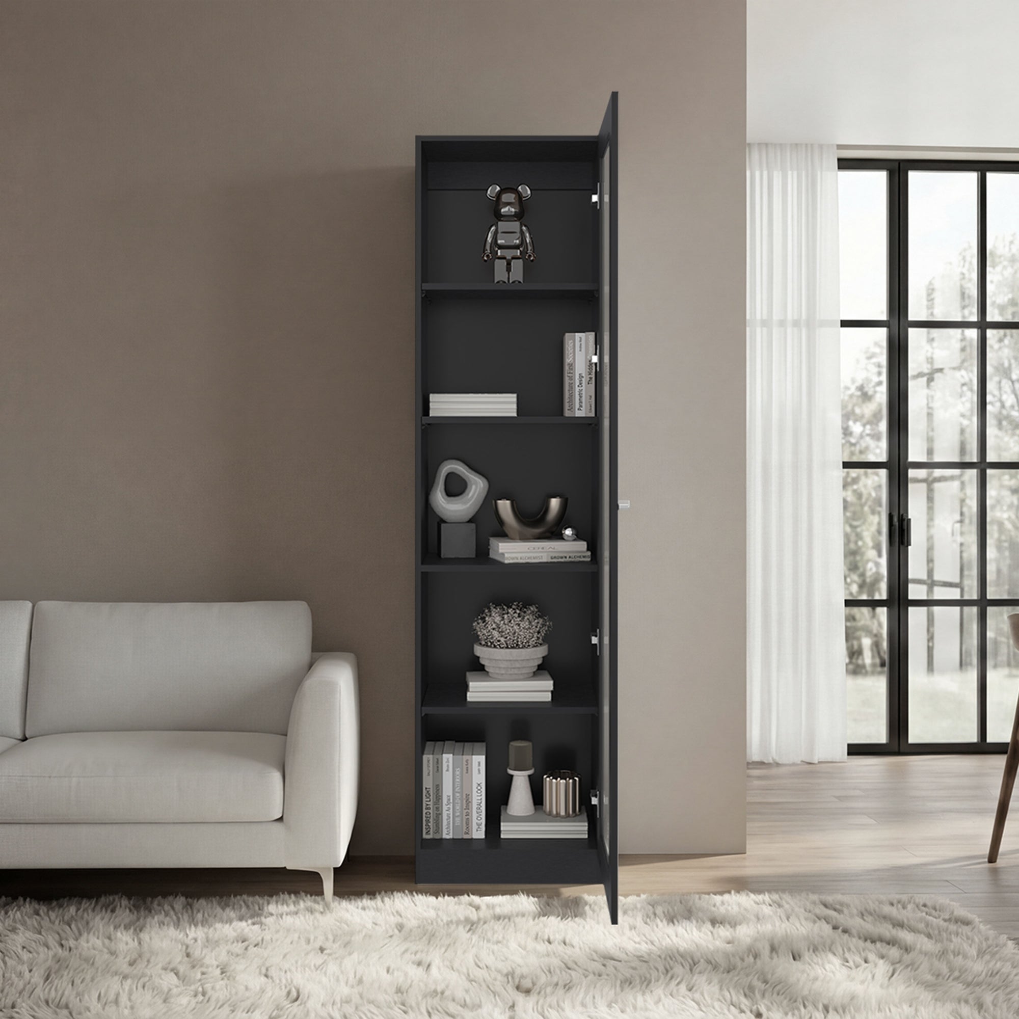ESTANTE VITRINA 1 PUERTA HOME-E6 MILAN Y BLANCO 180,6X45X31,3 CM - 5