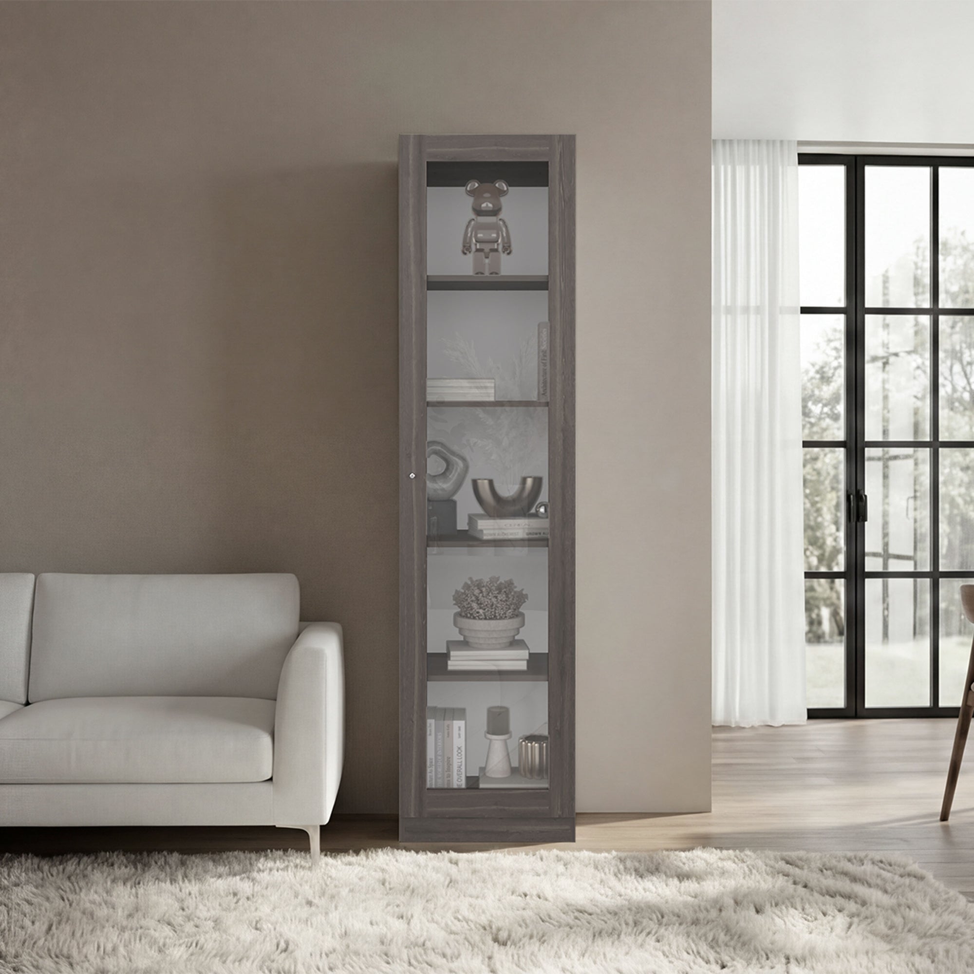 ESTANTE VITRINA 1 PUERTA HOME-E6 MILAN Y BLANCO 180,6X45X31,3 CM - 6
