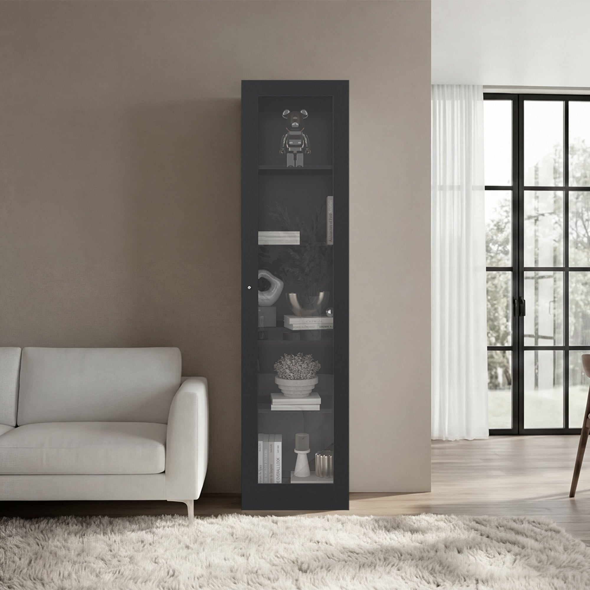 ESTANTE VITRINA 1 PUERTA HOME-E6 MILAN Y BLANCO 180,6X45X31,3 CM - 6