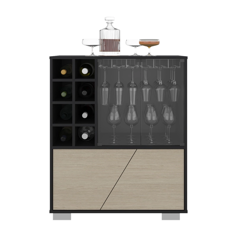 BAR BAJO 4 PUERTAS 8 BOTELLEROS Y PORTACOPAS FRAKTAL WENGUE Y CARTAGENA 94,9X78,8X40,3 CM - 3