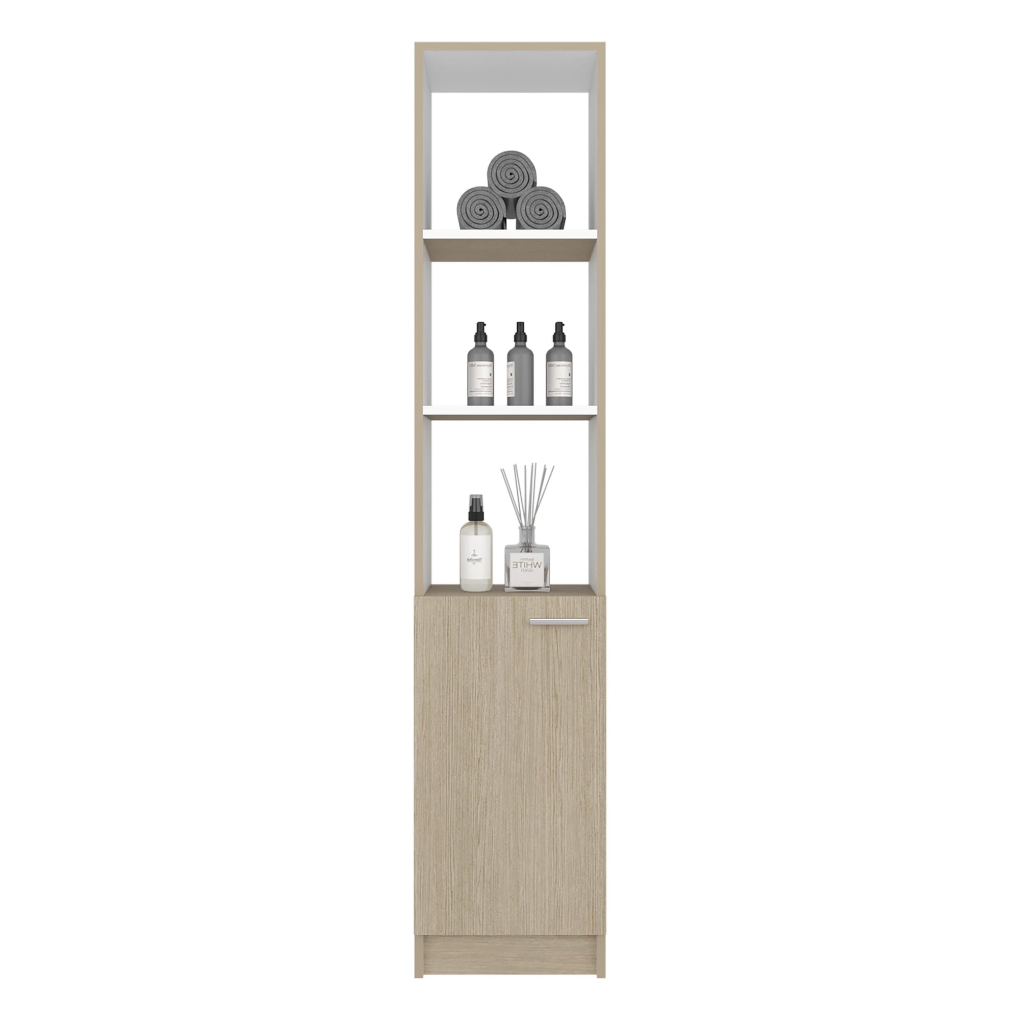 ESTANTE ALTO DE BAÑO 1 PUERTA BATH AVELLANA Y BLANCO 162,2X33X26,8 CM - 3