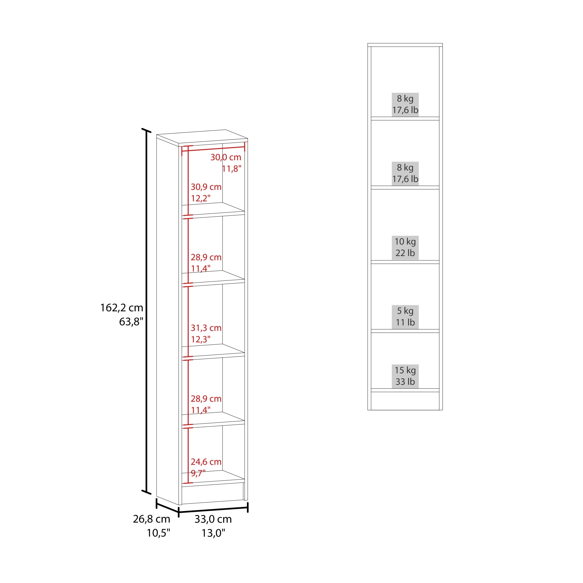 ESTANTE ALTO DE BAÑO 1 PUERTA BATH AVELLANA Y BLANCO 162,2X33X26,8 CM - 7