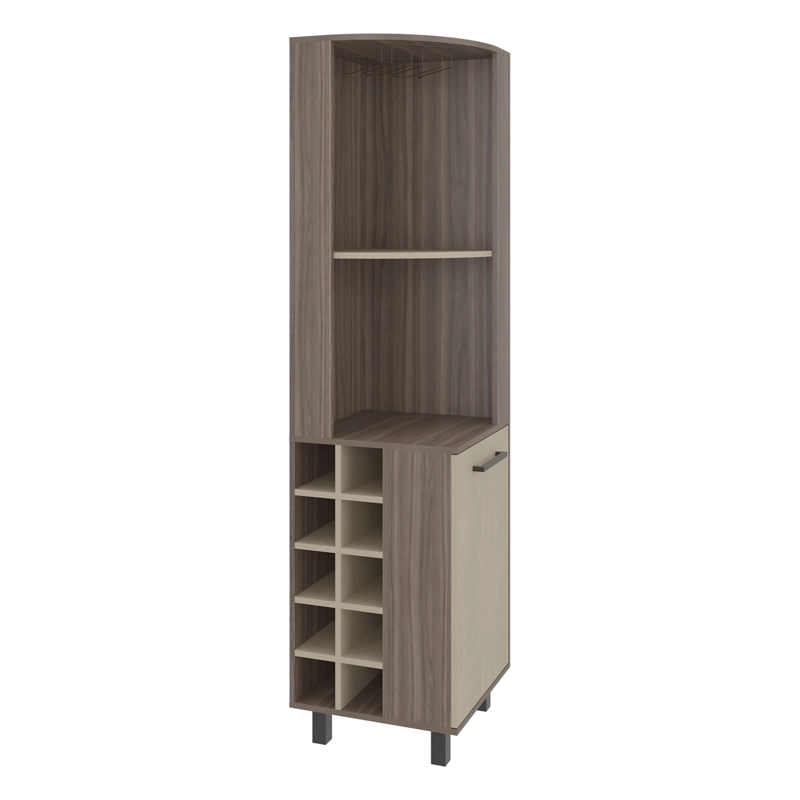 BAR ESQUINERO 1 PUERTA 10 BOTELLEROS Y PORTACOPAS KAIA AVELLANA Y CARTAGENA 180X45X45 CM - 2