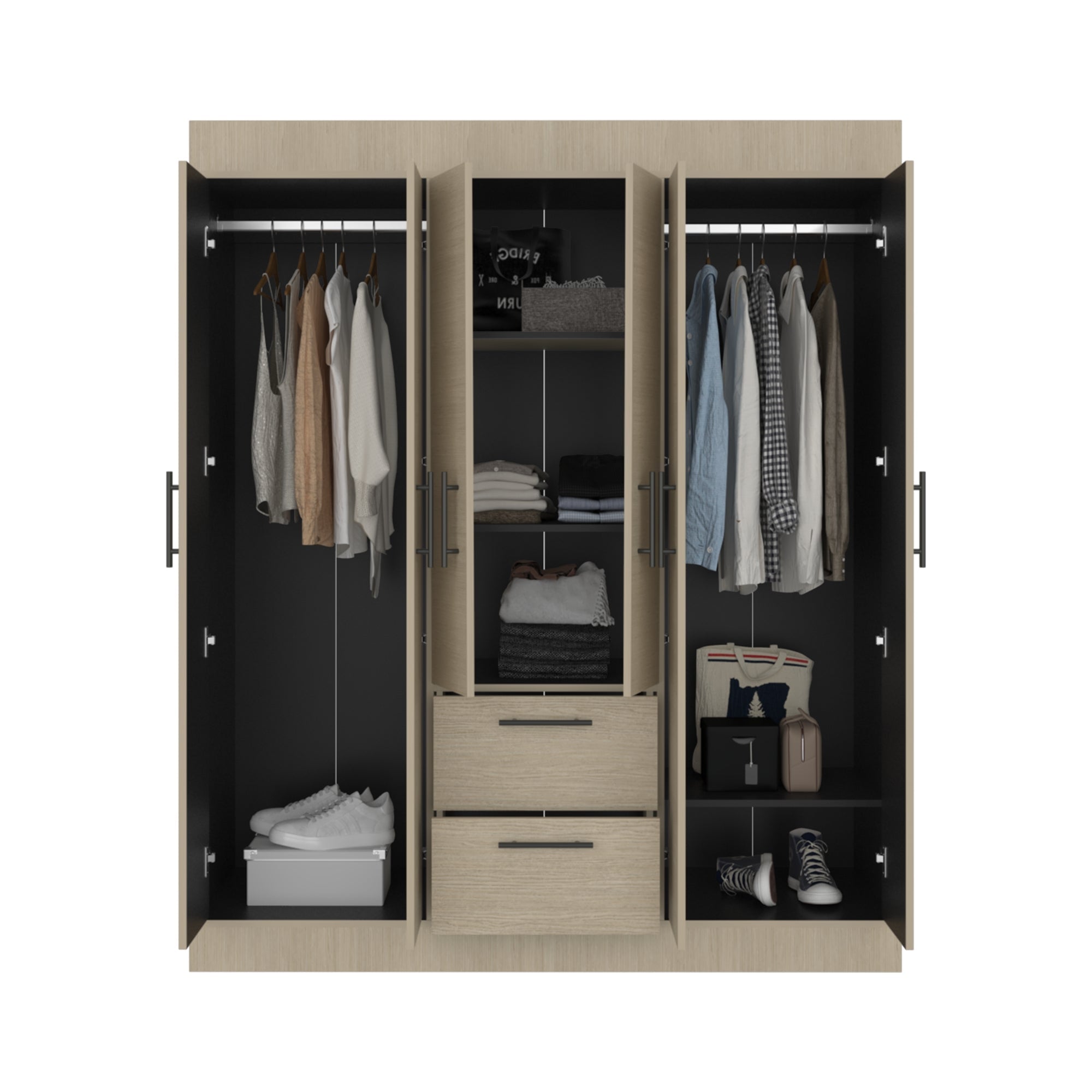 CLOSET 4 PUERTAS 2 CAJONES 150 VM CARTAGENA Y WENGUE 177,9X150,3X50,4 CM - 3