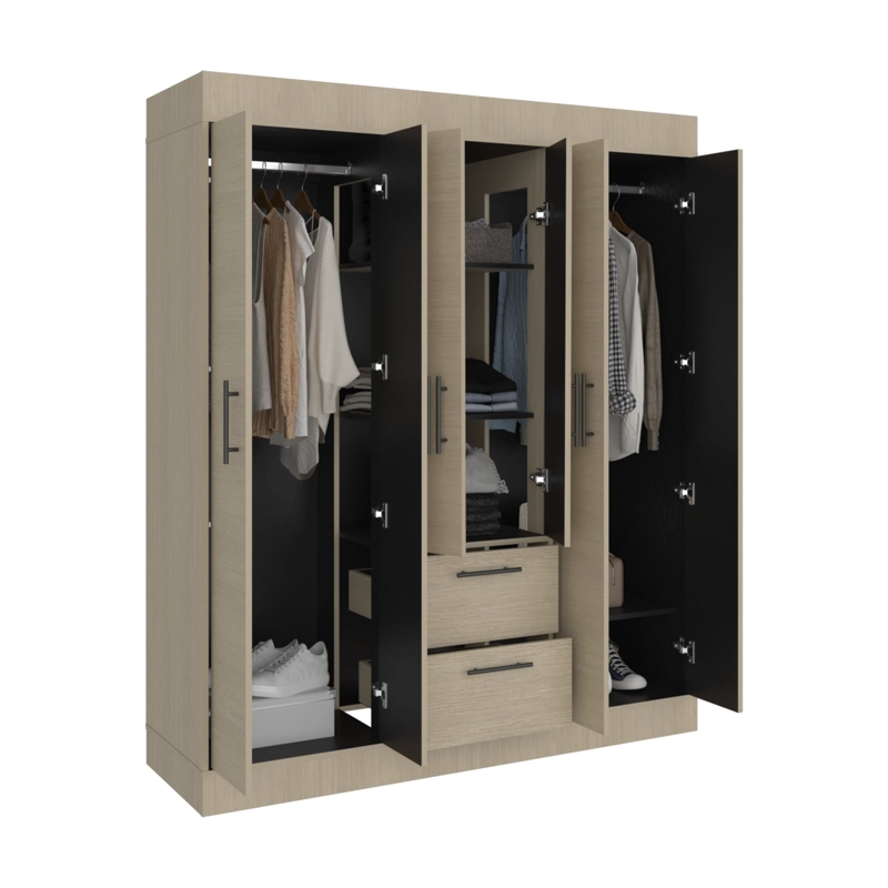 CLOSET 4 PUERTAS 2 CAJONES 150 VM CARTAGENA Y WENGUE 177,9X150,3X50,4 CM - 4