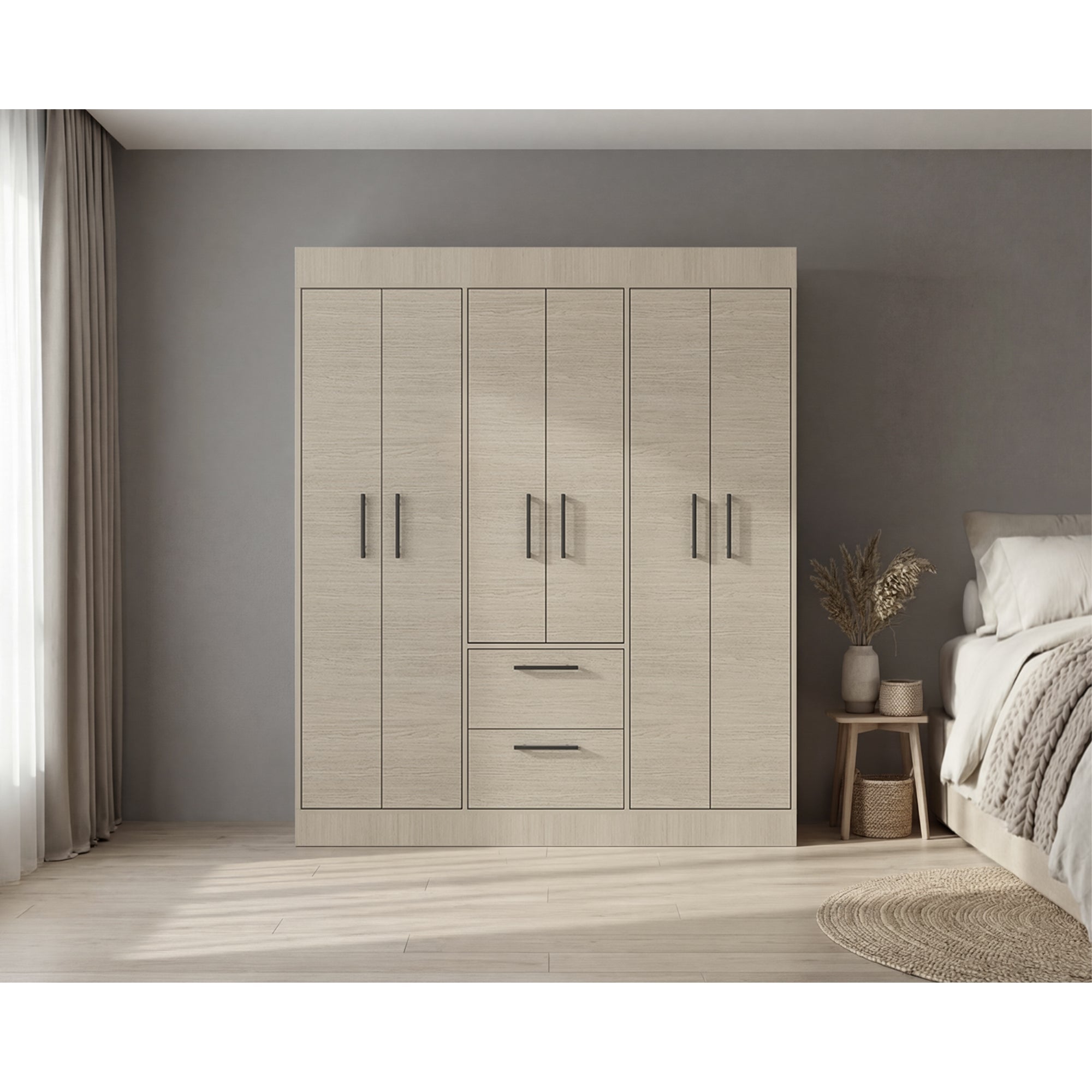 CLOSET 4 PUERTAS 2 CAJONES 150 VM CARTAGENA Y WENGUE 177,9X150,3X50,4 CM - 5