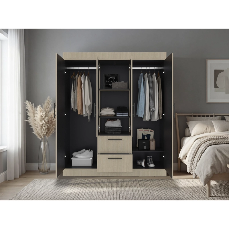 CLOSET 4 PUERTAS 2 CAJONES 150 VM CARTAGENA Y WENGUE 177,9X150,3X50,4 CM - 6