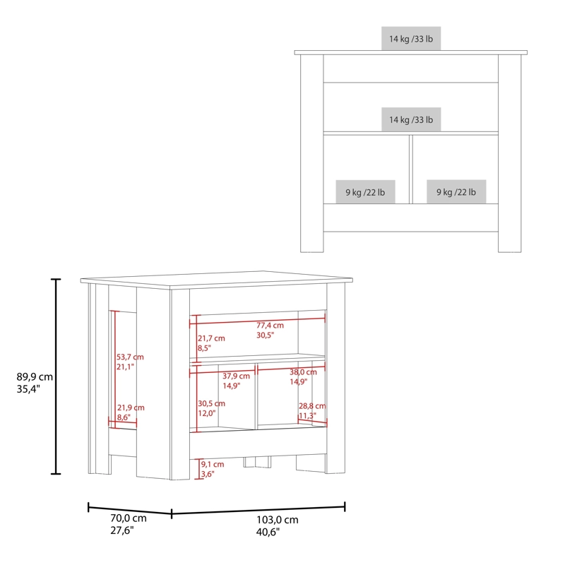 ISLA DE COCINA 2 PUERTAS ARLET CARTAGENA Y WENGUE 89,9X103X70 CM - 7