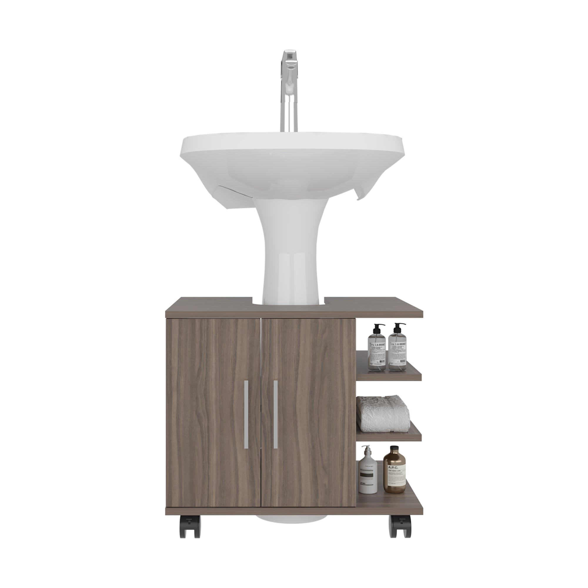 MUEBLE PARA LAVAMANOS 2 PUERTAS BATH AVELLANA Y BLANCO 50X55X41,4 CM - 4