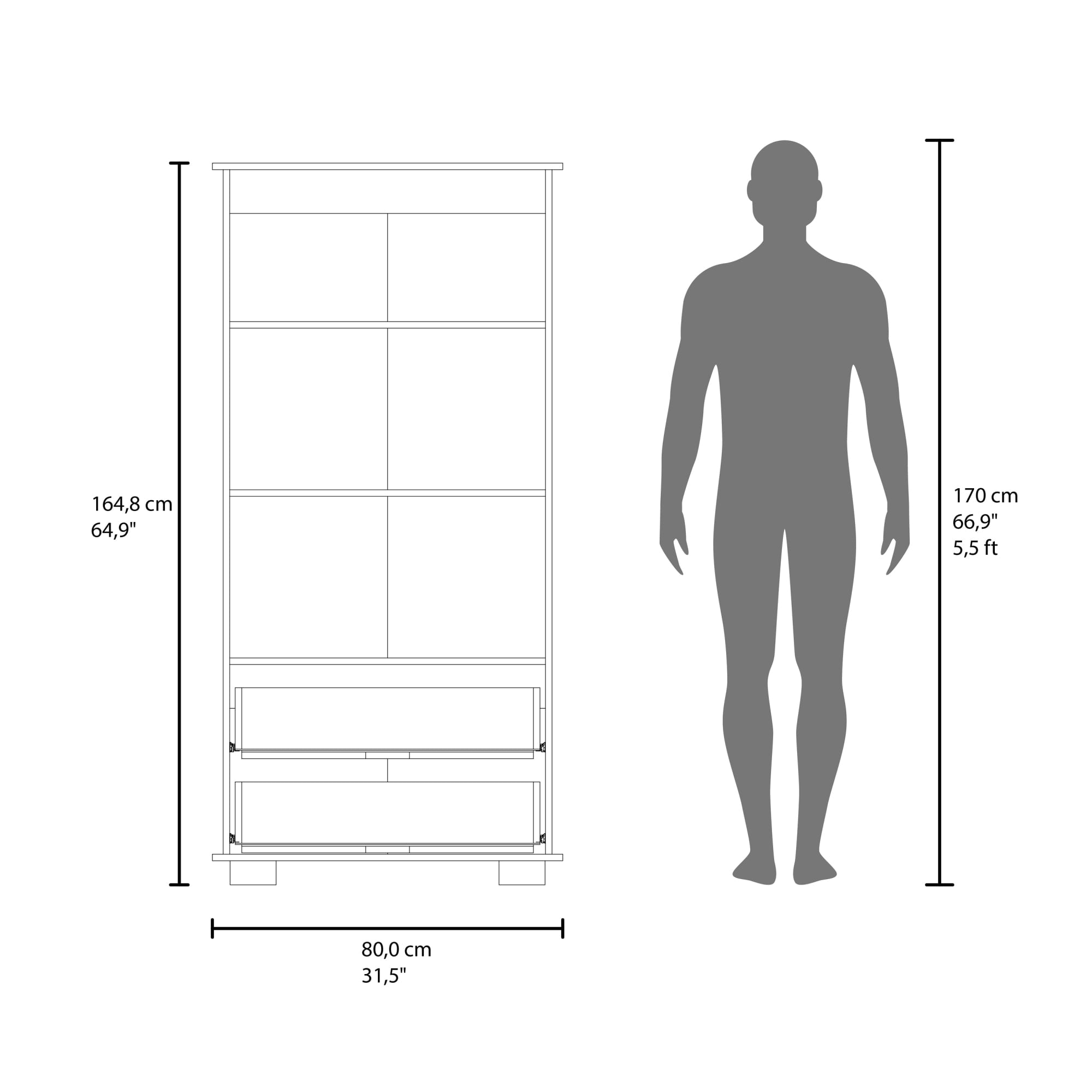 VITRINA 2 PUERTAS 2 CAJONES CLASSIC COLOR AVELLANA Y CARTAGENA 164,8X80X35,3 CM - 8
