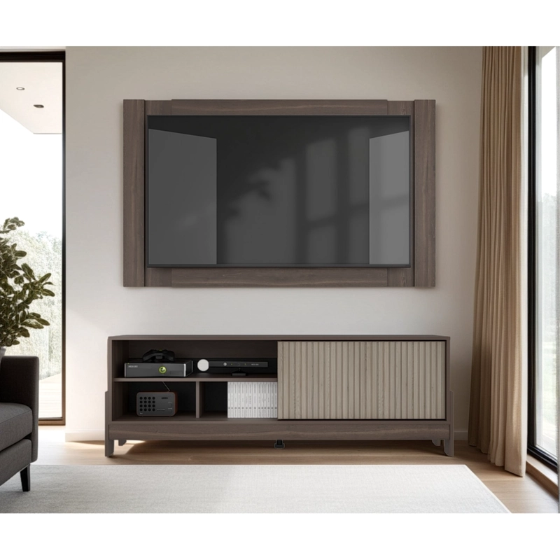ESTANTE TV65' FUNCIONAL 2 PIEZAS ODELL + PANEL MILAN Y ROBLE - 5