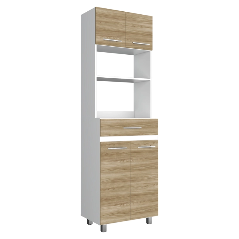 MUEBLE MICROONDAS ALTO 4 PUERTAS 1 CAJON LUNA 210X60X49,1 CM FRESNO Y BLANCO - 2