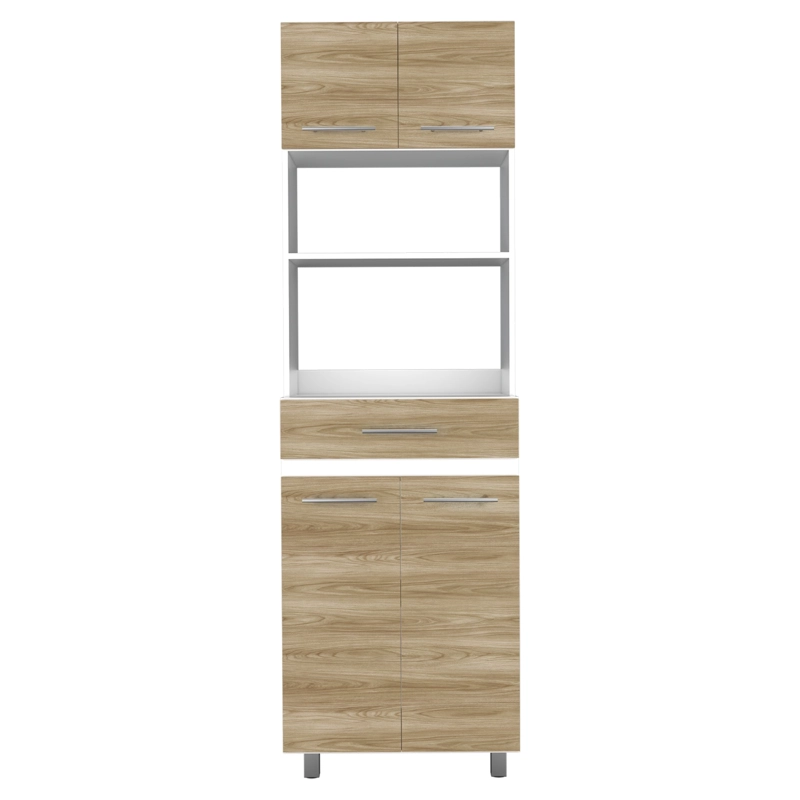 MUEBLE MICROONDAS ALTO 4 PUERTAS 1 CAJON LUNA 210X60X49,1 CM FRESNO Y BLANCO - 3