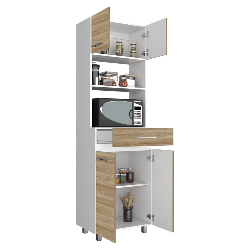MUEBLE MICROONDAS ALTO 4 PUERTAS 1 CAJON LUNA 210X60X49,1 CM FRESNO Y BLANCO - 4