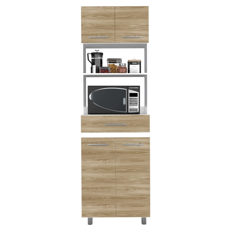 MUEBLE MICROONDAS ALTO 4 PUERTAS 1 CAJON LUNA 210X60X49,1 CM FRESNO Y BLANCO - 5